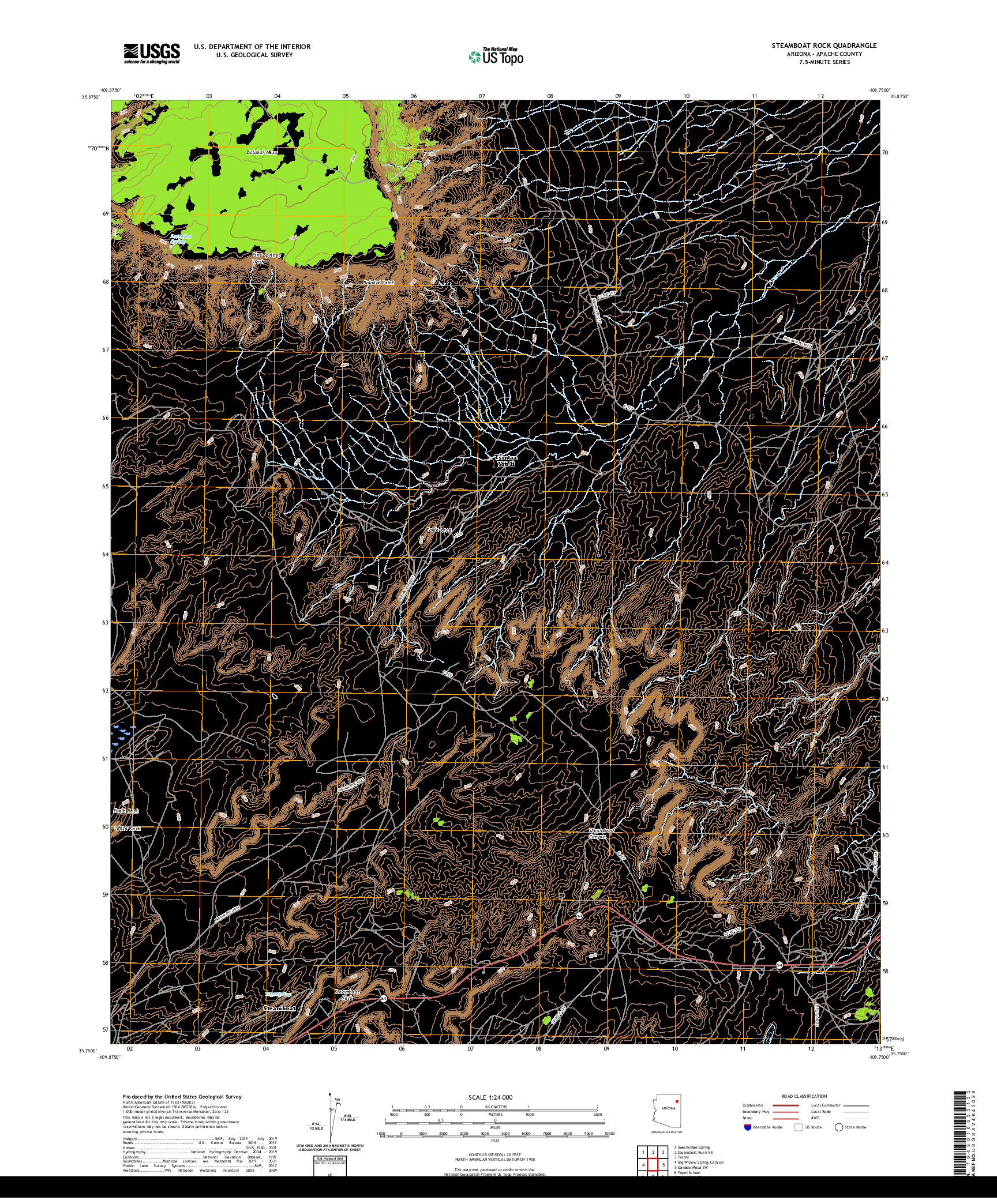 US TOPO 7.5-MINUTE MAP FOR STEAMBOAT ROCK, AZ