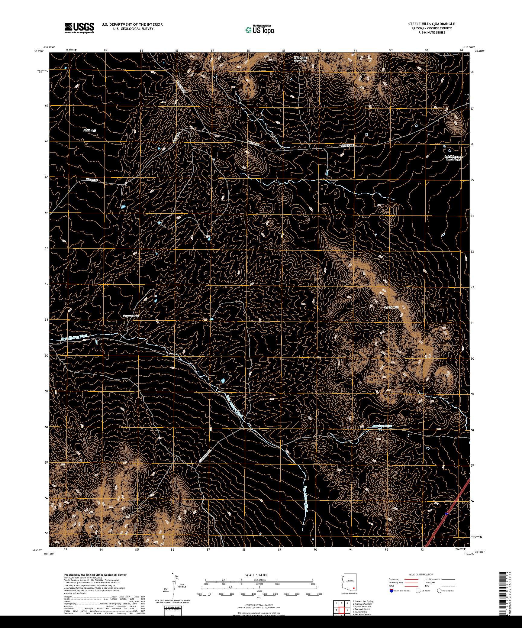 US TOPO 7.5-MINUTE MAP FOR STEELE HILLS, AZ