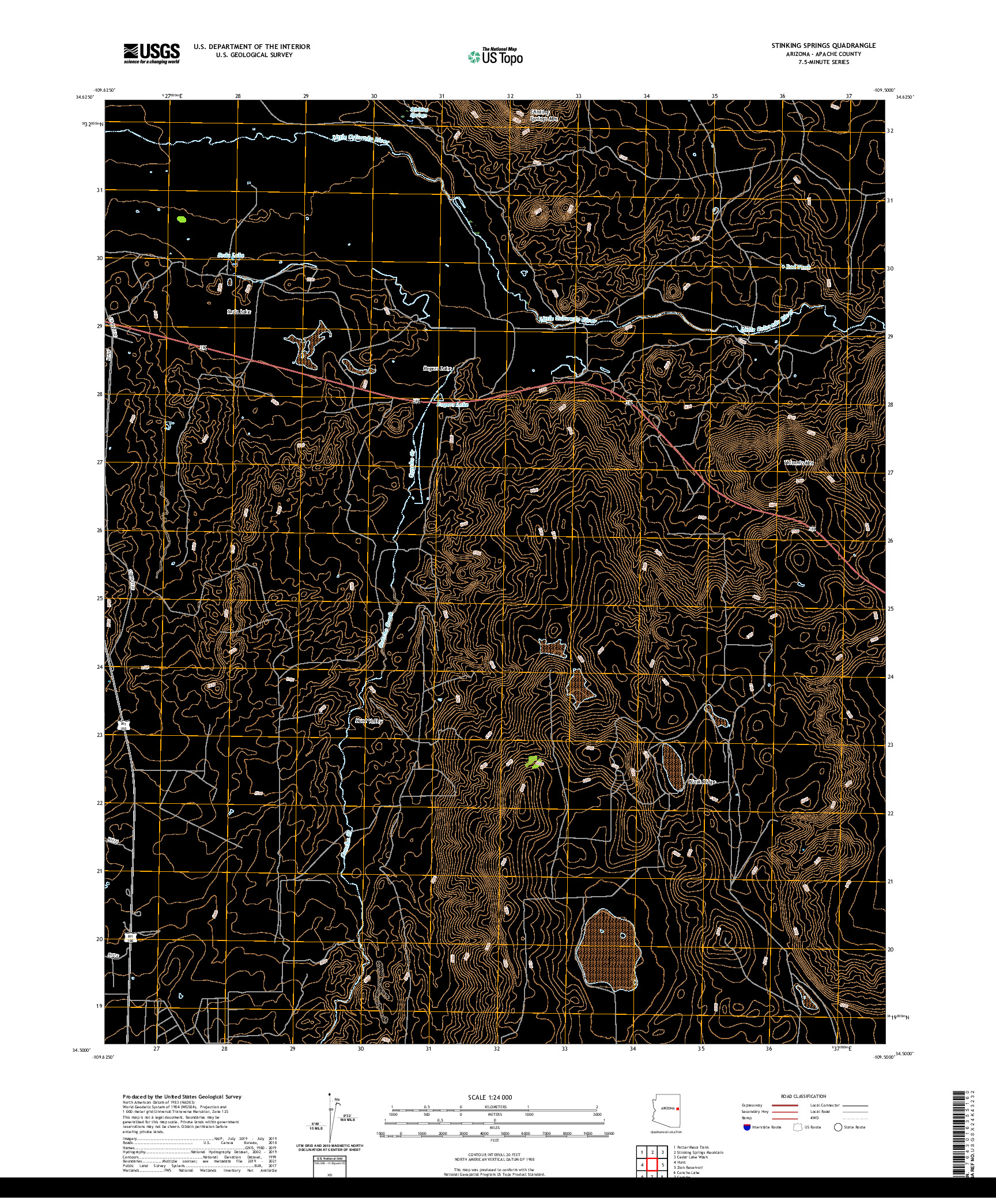 US TOPO 7.5-MINUTE MAP FOR STINKING SPRINGS, AZ