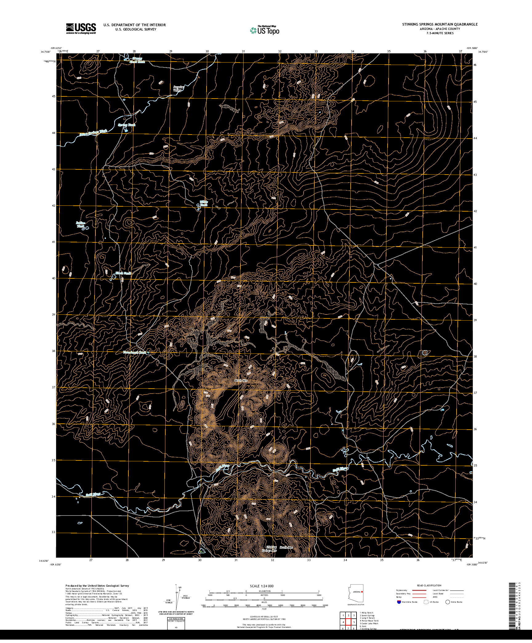 US TOPO 7.5-MINUTE MAP FOR STINKING SPRINGS MOUNTAIN, AZ