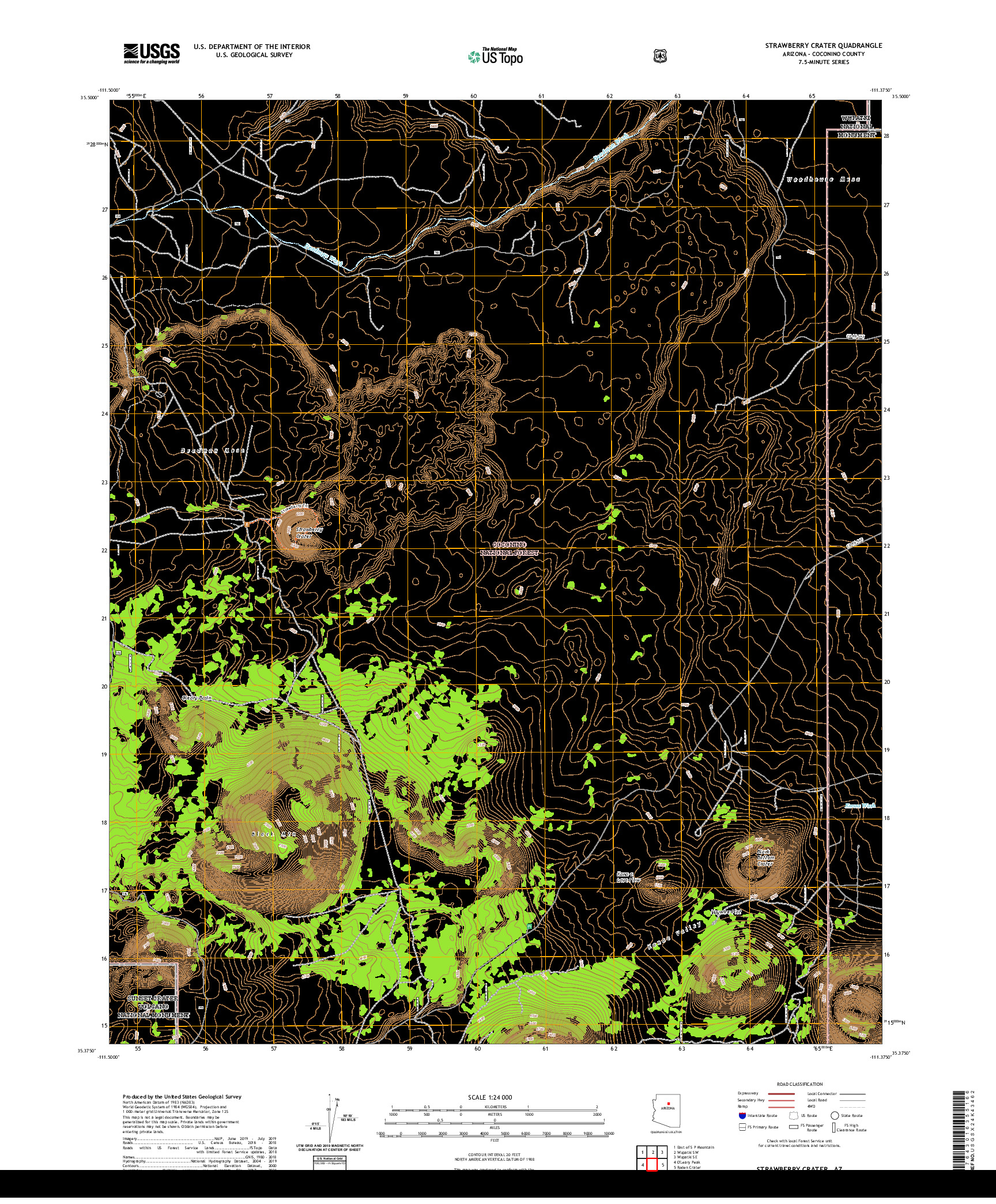 US TOPO 7.5-MINUTE MAP FOR STRAWBERRY CRATER, AZ