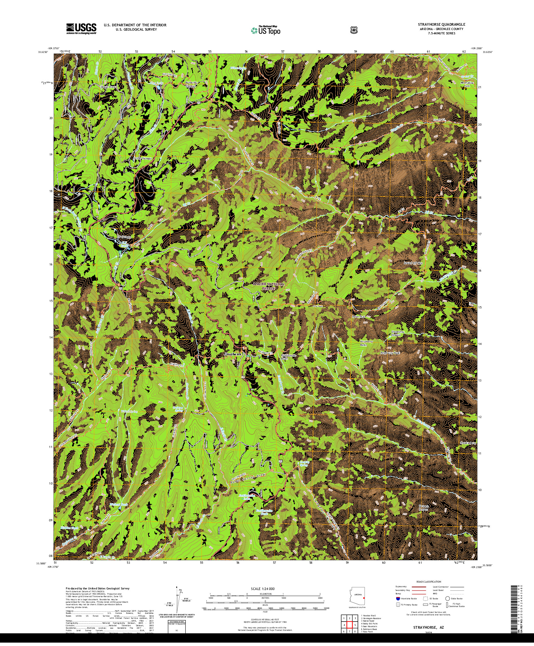 US TOPO 7.5-MINUTE MAP FOR STRAYHORSE, AZ