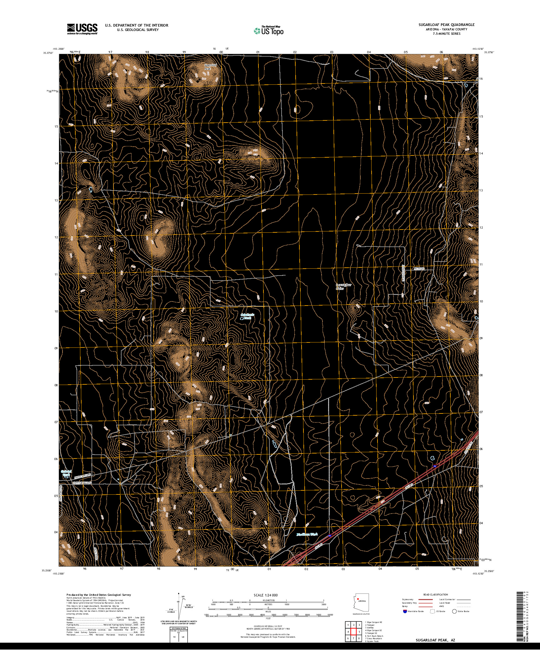 US TOPO 7.5-MINUTE MAP FOR SUGARLOAF PEAK, AZ