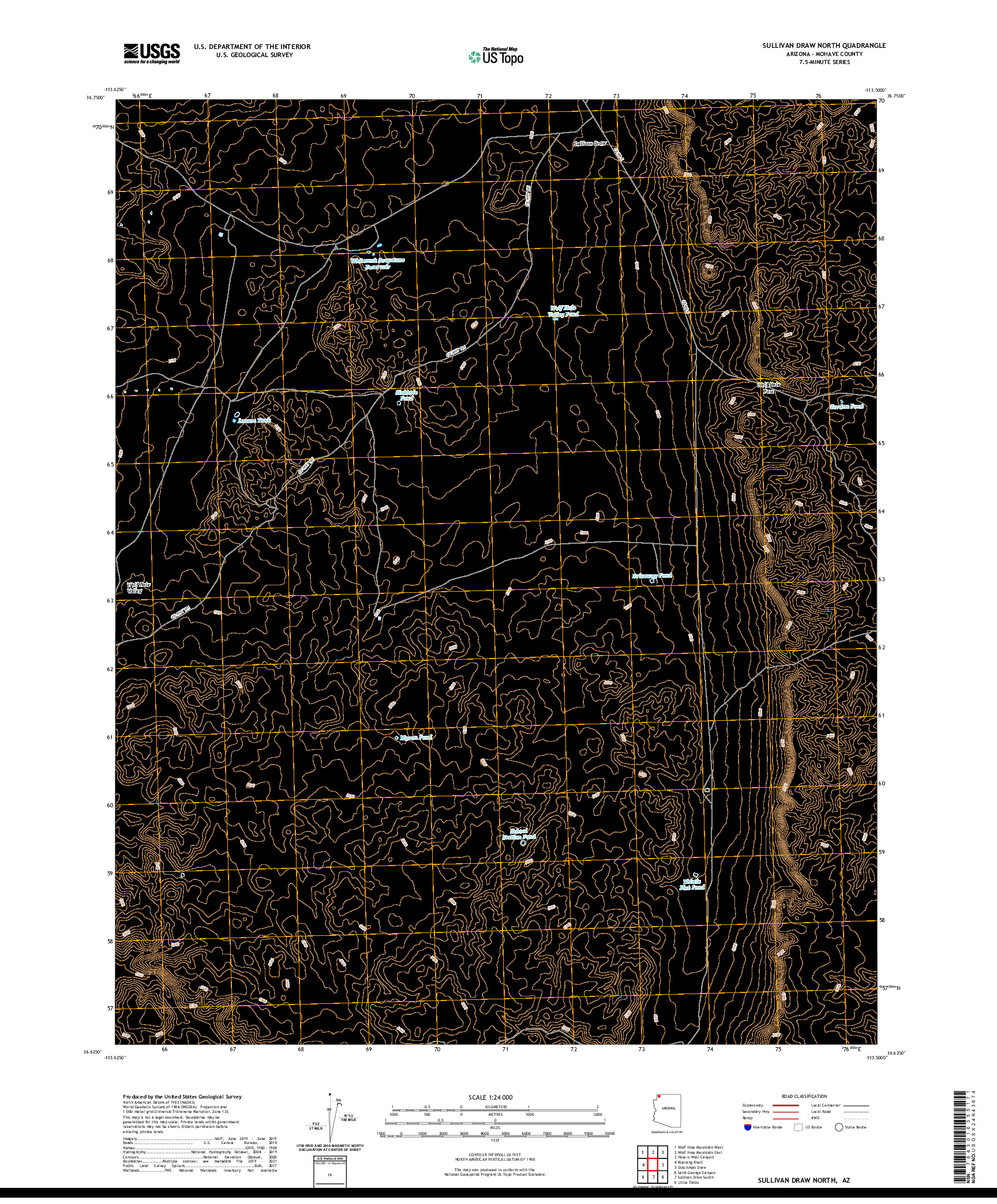 US TOPO 7.5-MINUTE MAP FOR SULLIVAN DRAW NORTH, AZ