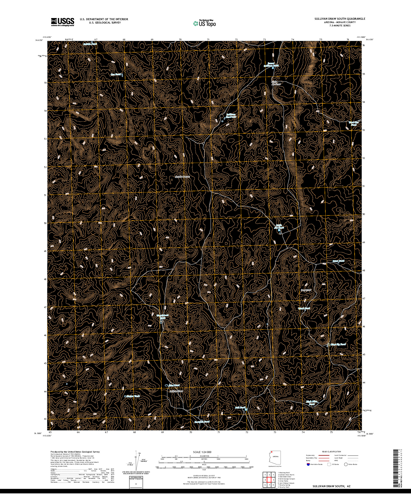 US TOPO 7.5-MINUTE MAP FOR SULLIVAN DRAW SOUTH, AZ