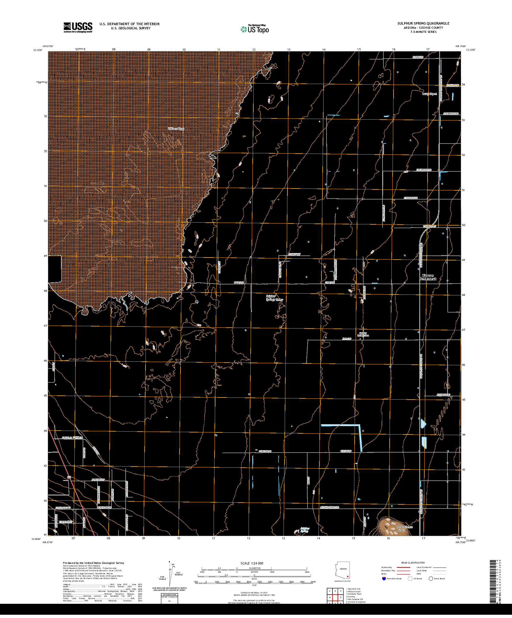 US TOPO 7.5-MINUTE MAP FOR SULPHUR SPRING, AZ