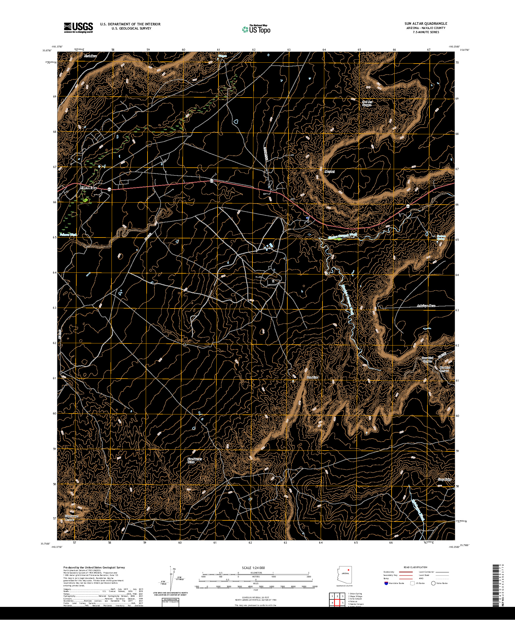 US TOPO 7.5-MINUTE MAP FOR SUN ALTAR, AZ