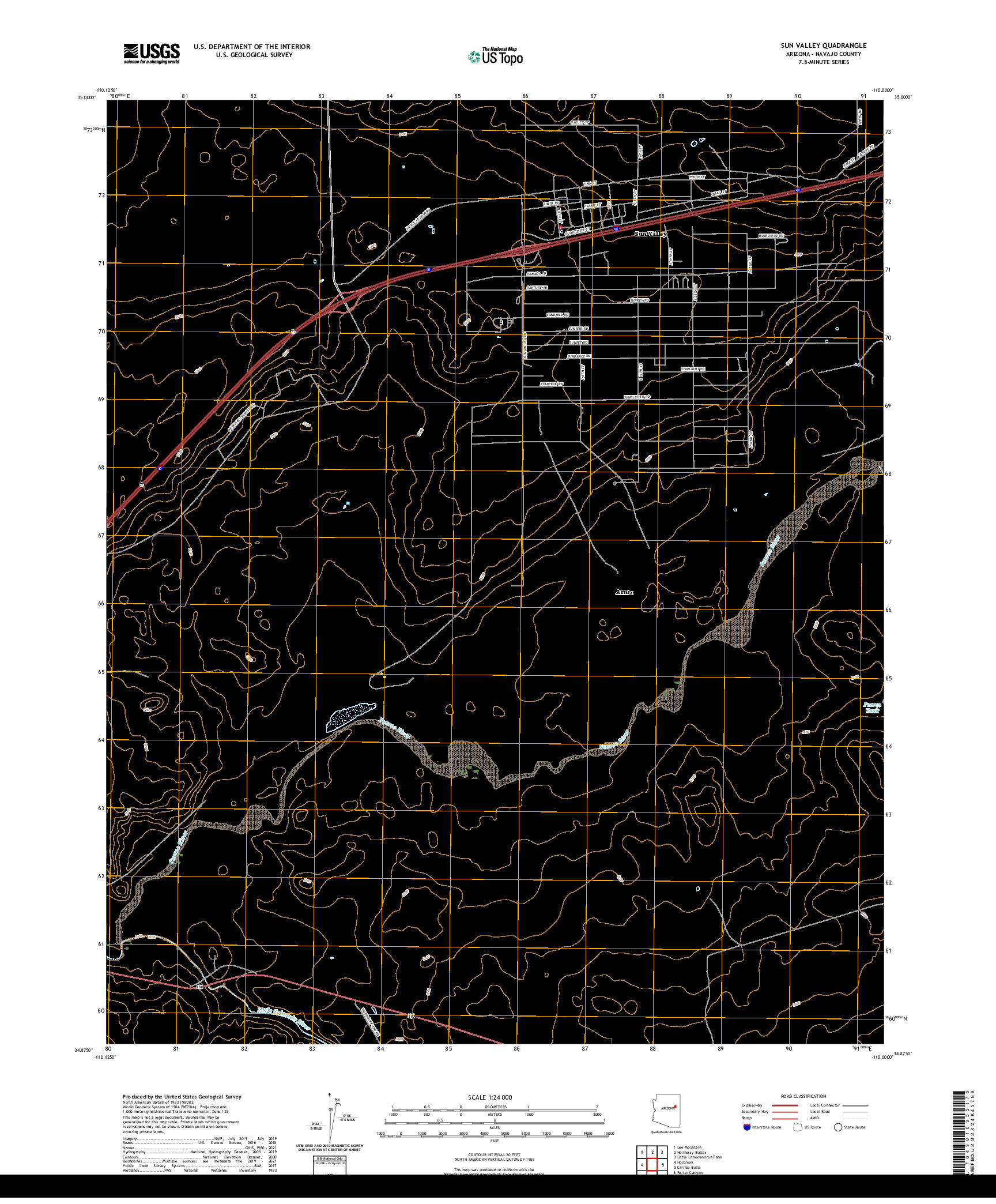 US TOPO 7.5-MINUTE MAP FOR SUN VALLEY, AZ