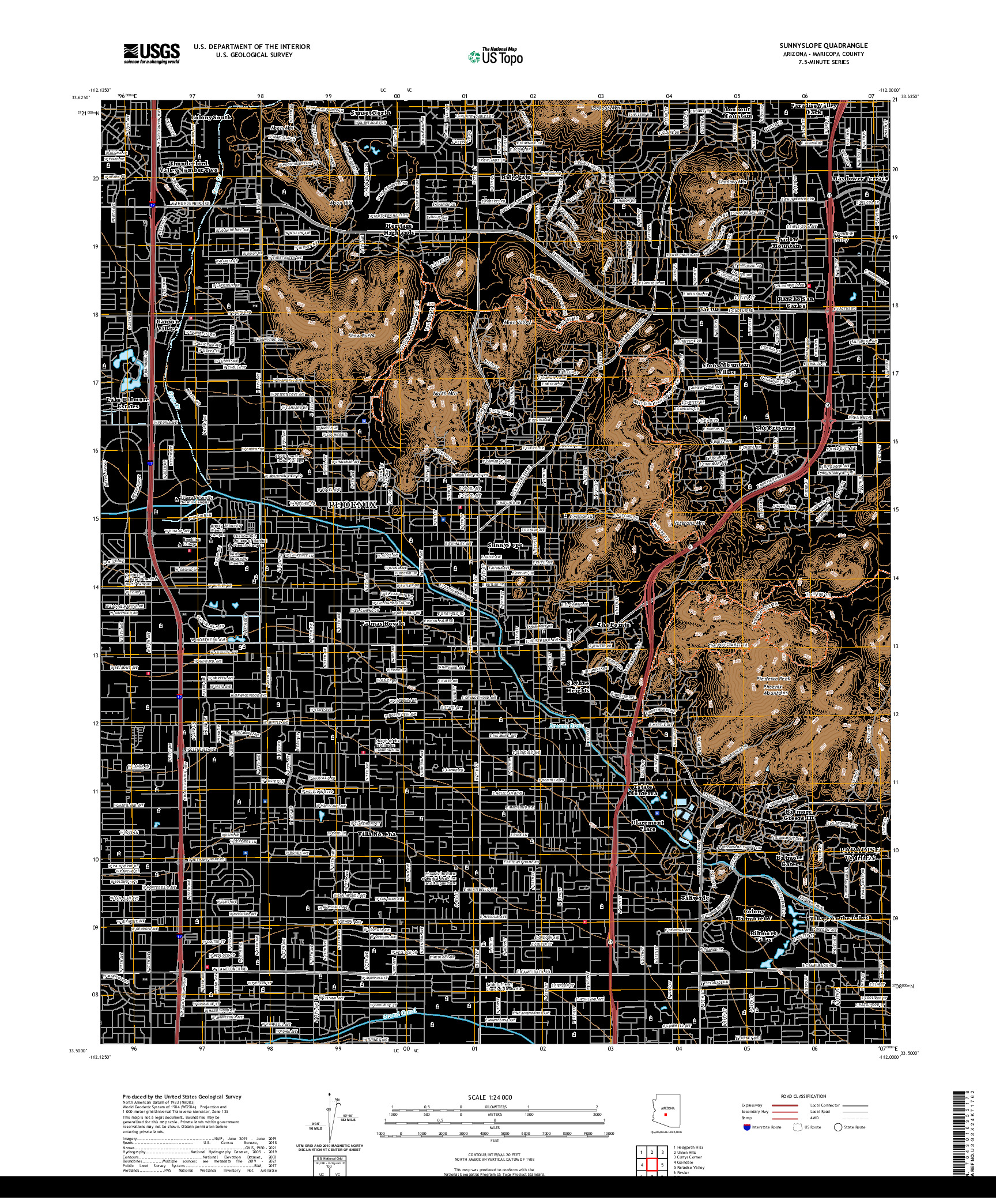 US TOPO 7.5-MINUTE MAP FOR SUNNYSLOPE, AZ