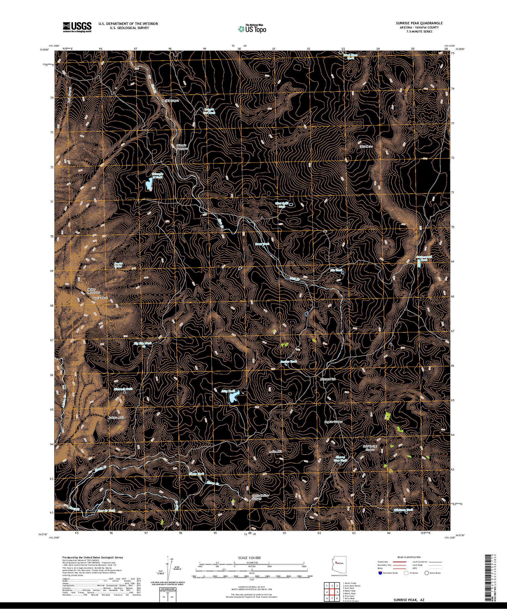 US TOPO 7.5-MINUTE MAP FOR SUNRISE PEAK, AZ