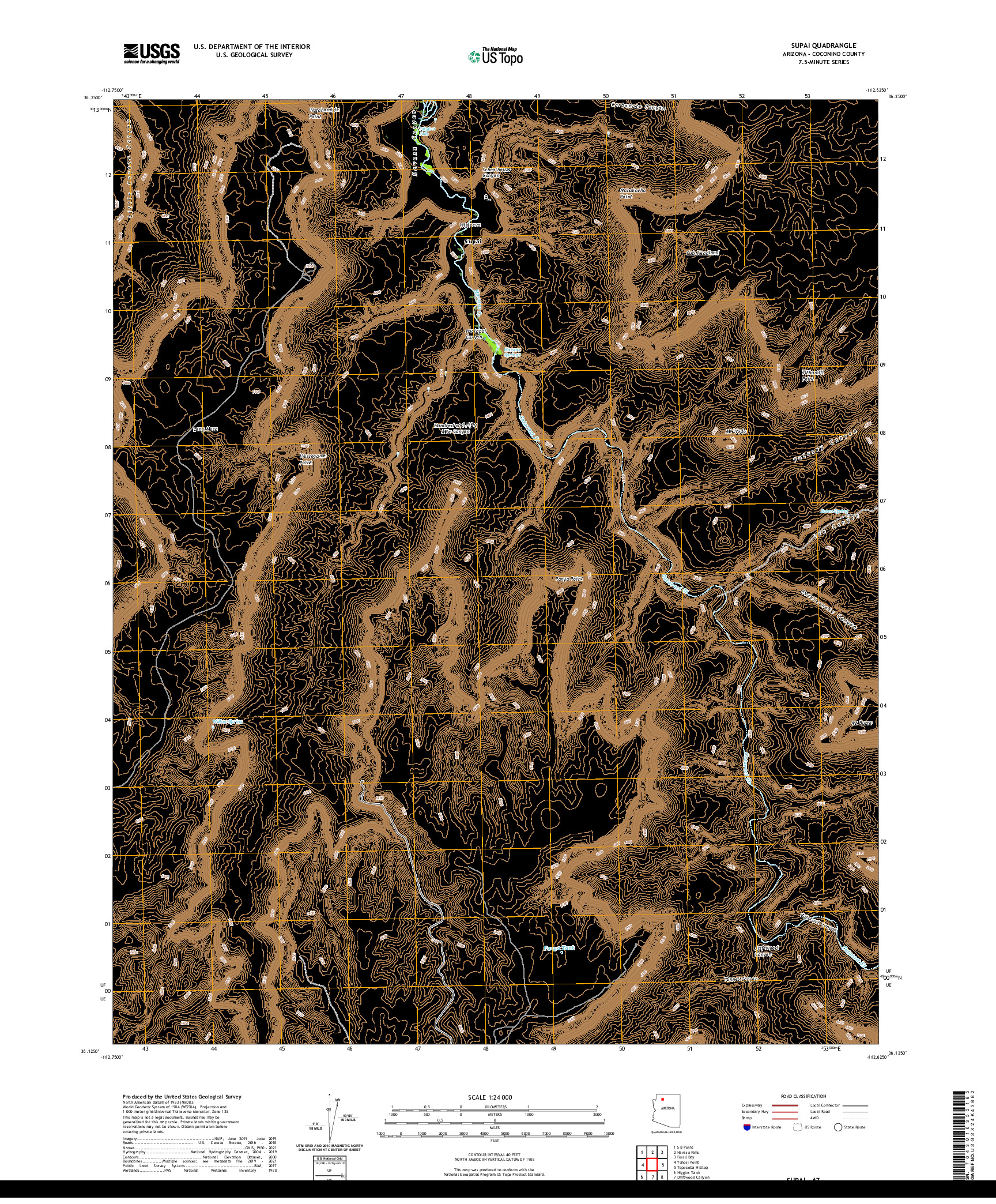 US TOPO 7.5-MINUTE MAP FOR SUPAI, AZ