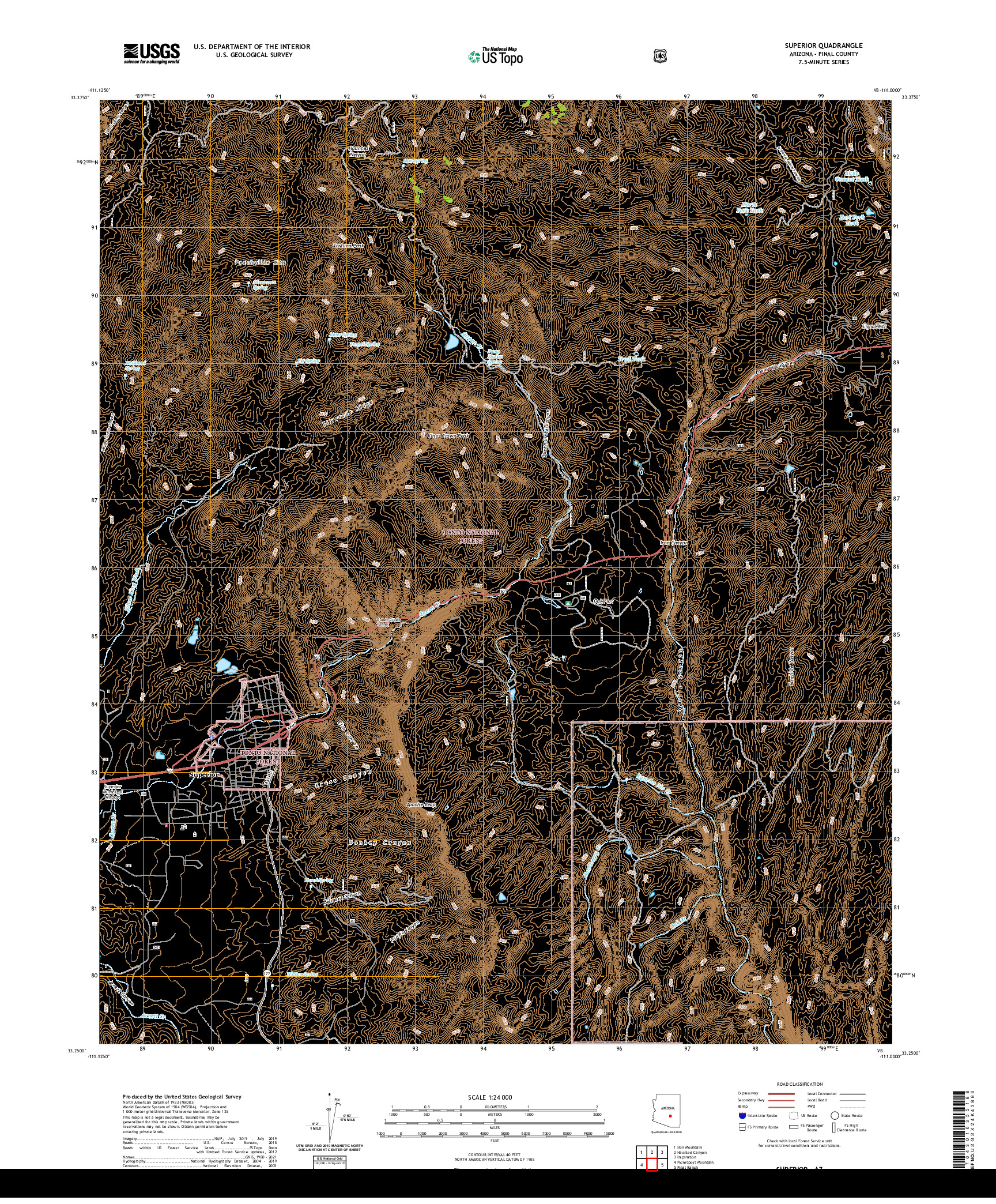 US TOPO 7.5-MINUTE MAP FOR SUPERIOR, AZ