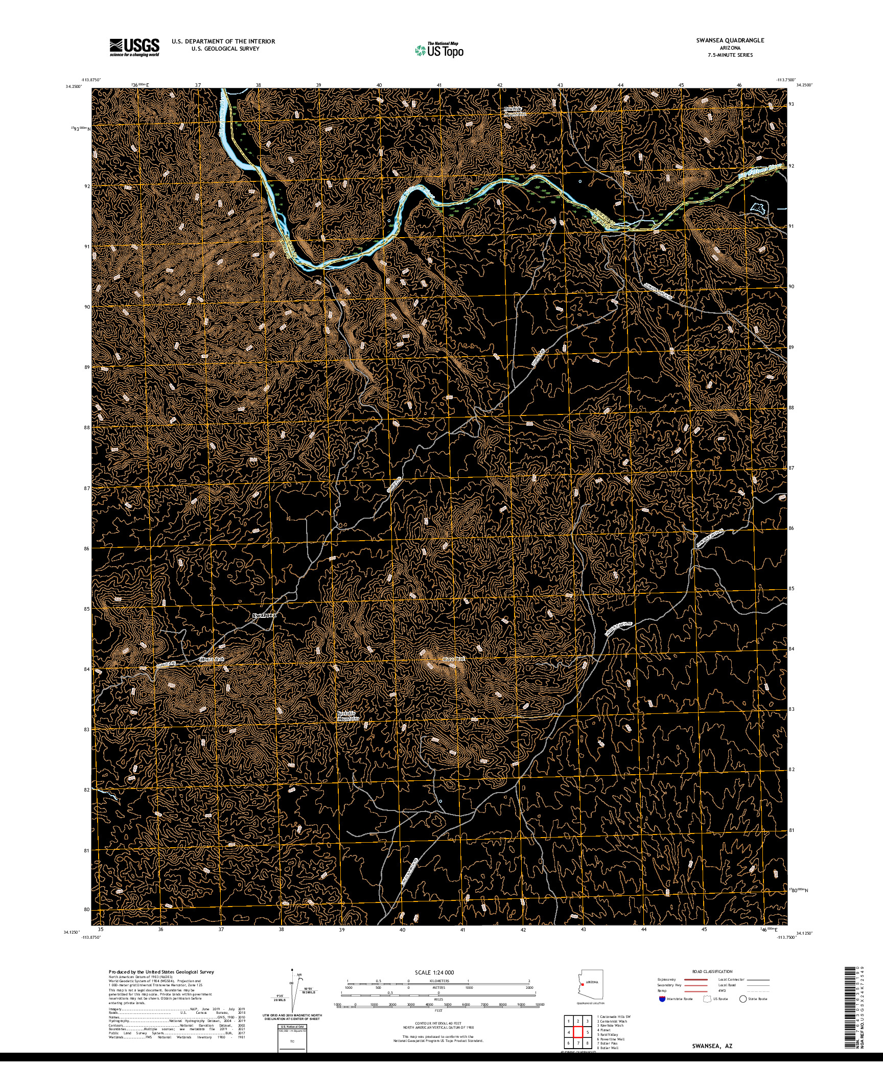 US TOPO 7.5-MINUTE MAP FOR SWANSEA, AZ