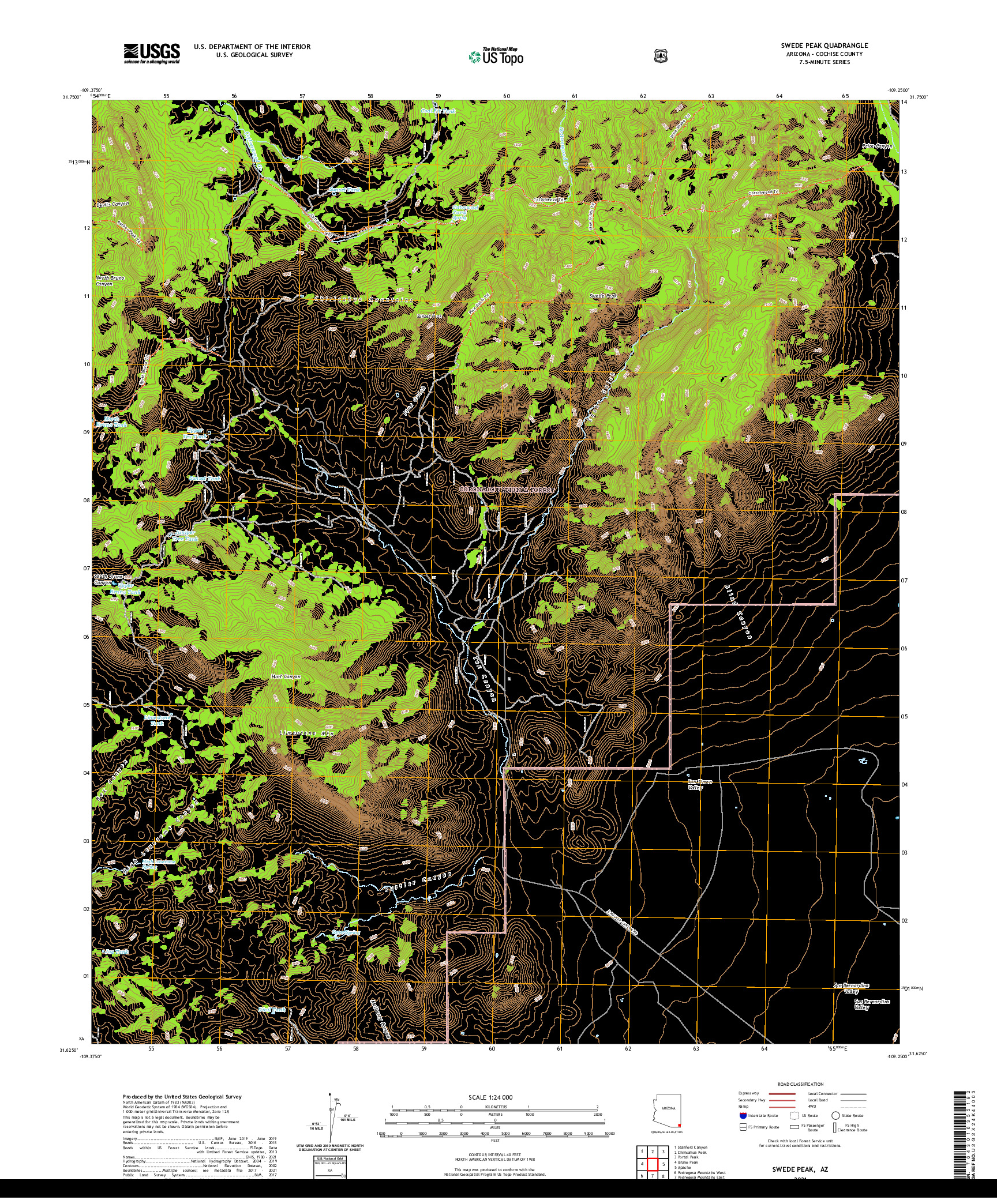 USGS US TOPO 7.5-MINUTE MAP FOR SWEDE PEAK, AZ 2021