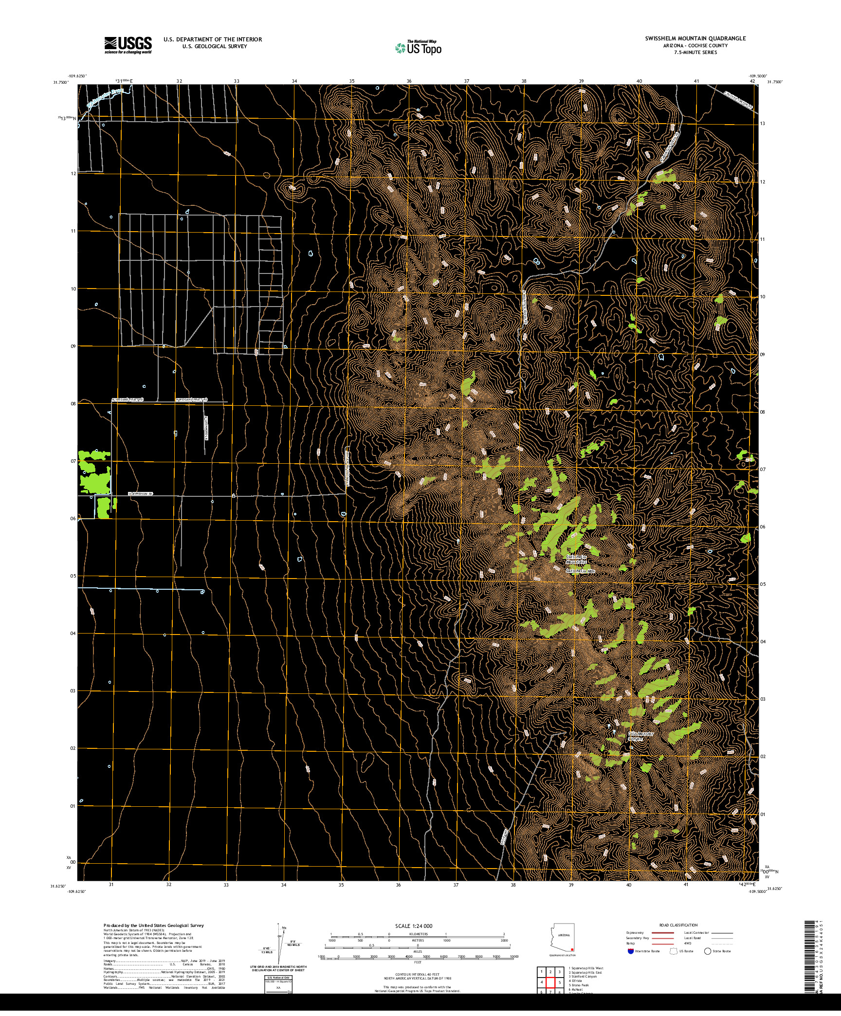 USGS US TOPO 7.5-MINUTE MAP FOR SWISSHELM MOUNTAIN, AZ 2021