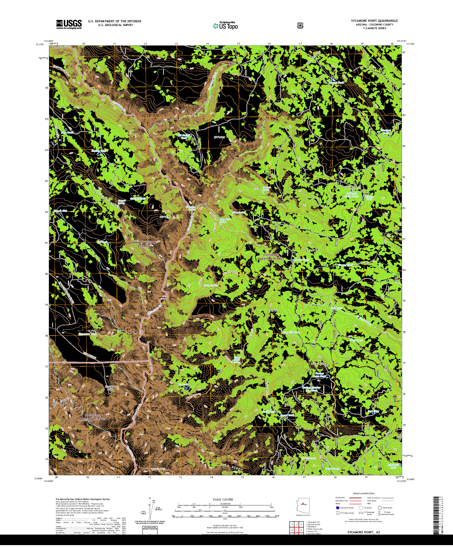 US TOPO 7.5-MINUTE MAP FOR SYCAMORE POINT, AZ