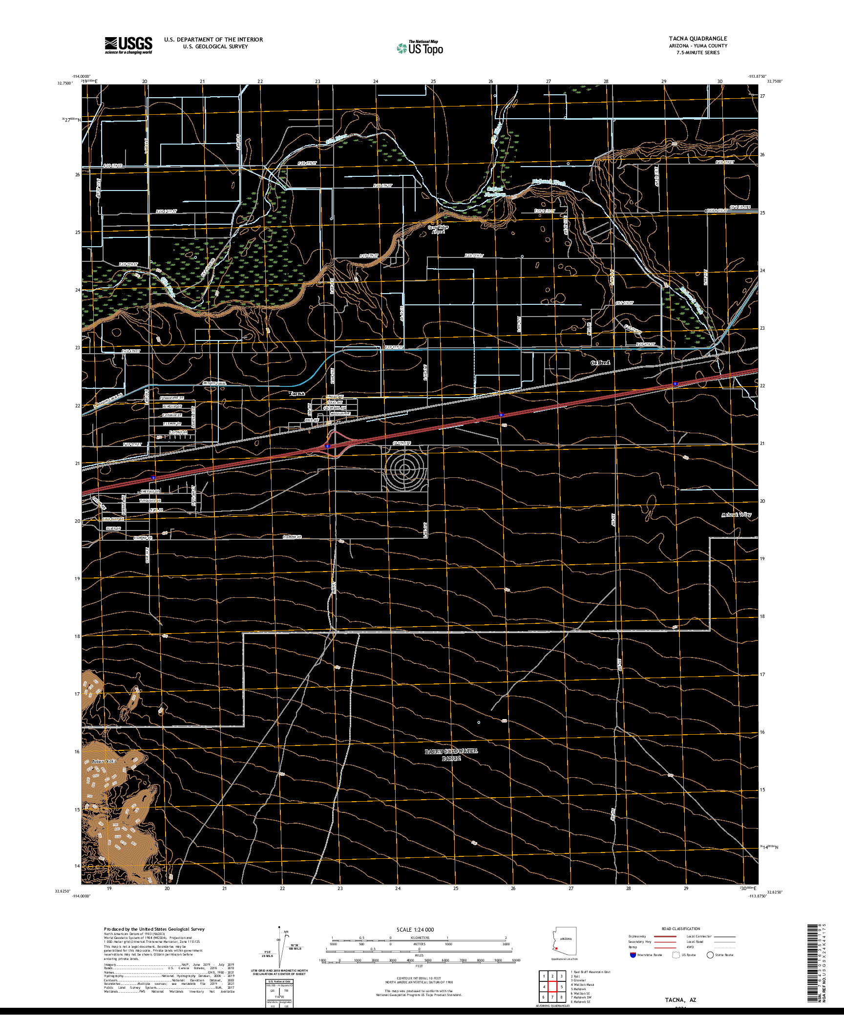 US TOPO 7.5-MINUTE MAP FOR TACNA, AZ