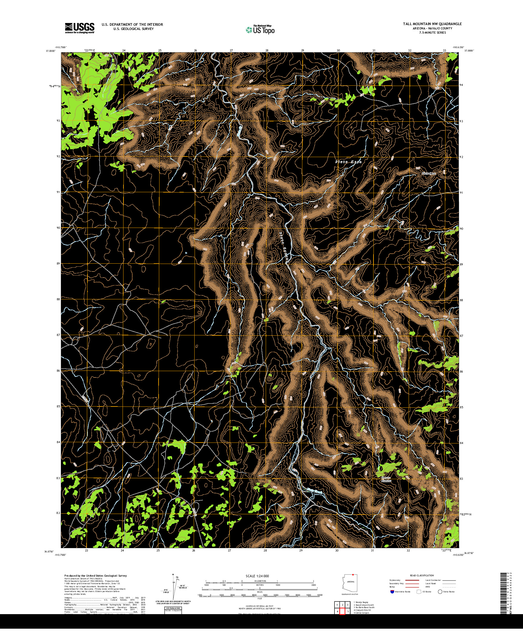 US TOPO 7.5-MINUTE MAP FOR TALL MOUNTAIN NW, AZ