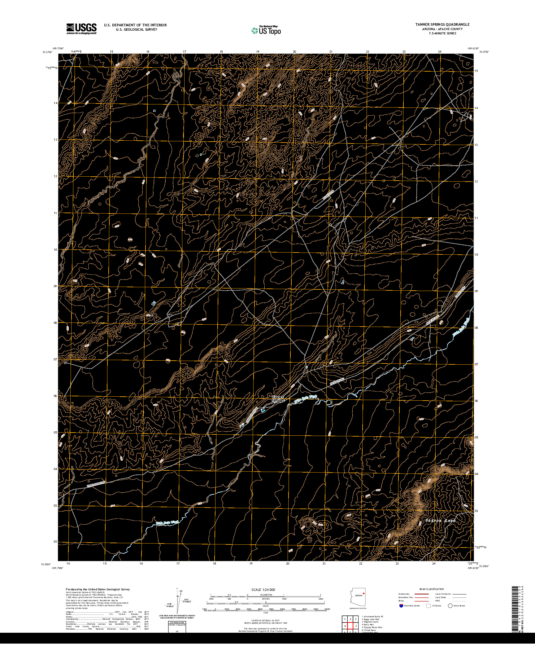 US TOPO 7.5-MINUTE MAP FOR TANNER SPRINGS, AZ