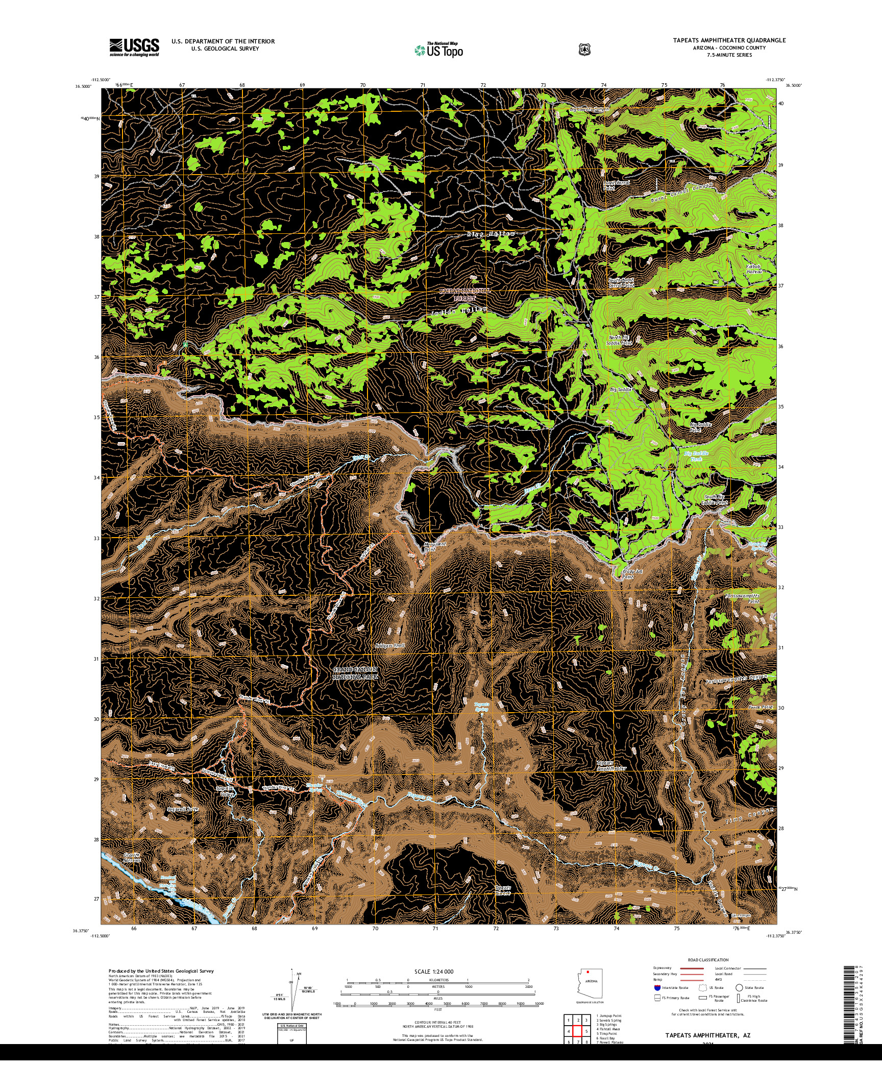 US TOPO 7.5-MINUTE MAP FOR TAPEATS AMPHITHEATER, AZ