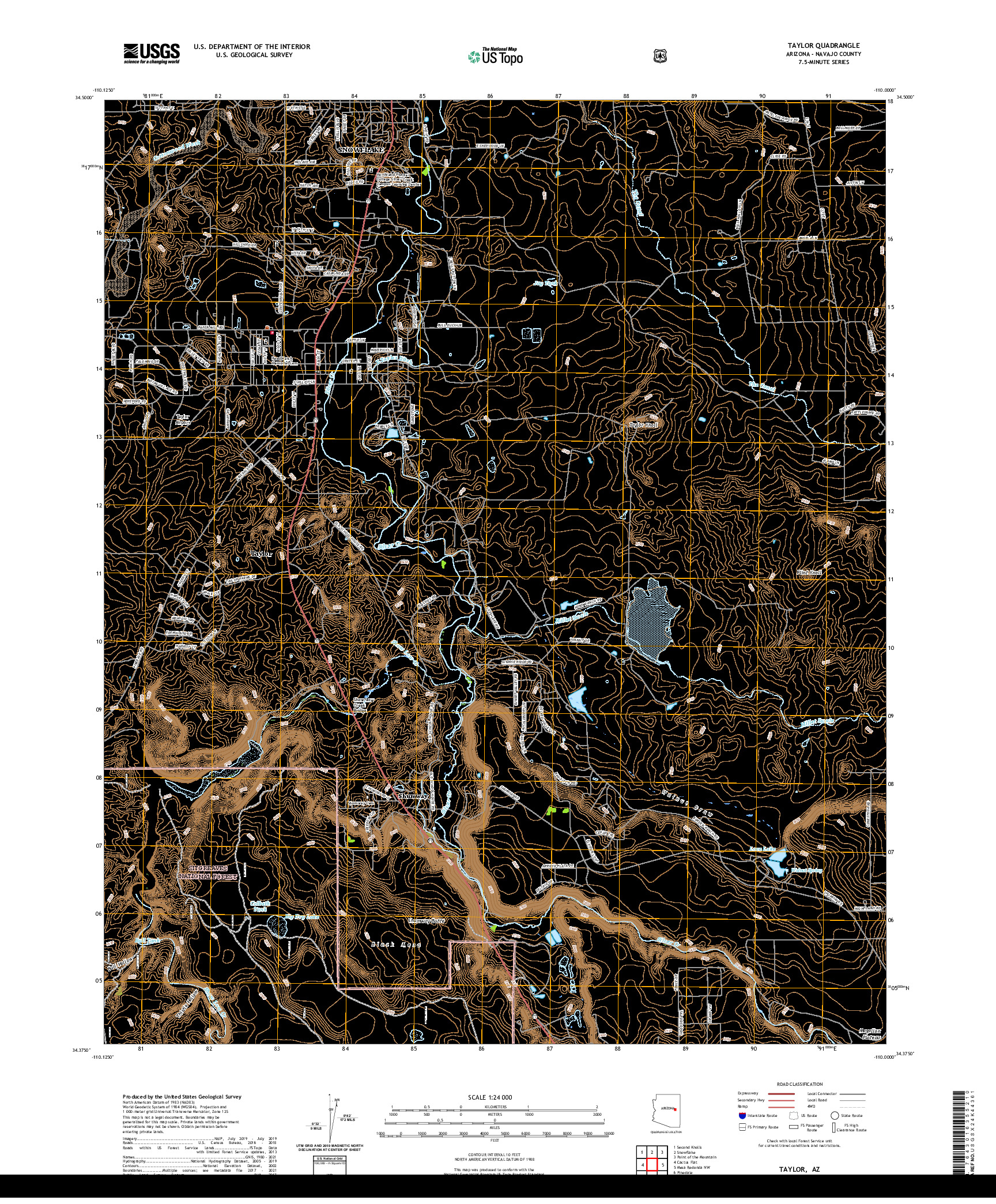 US TOPO 7.5-MINUTE MAP FOR TAYLOR, AZ