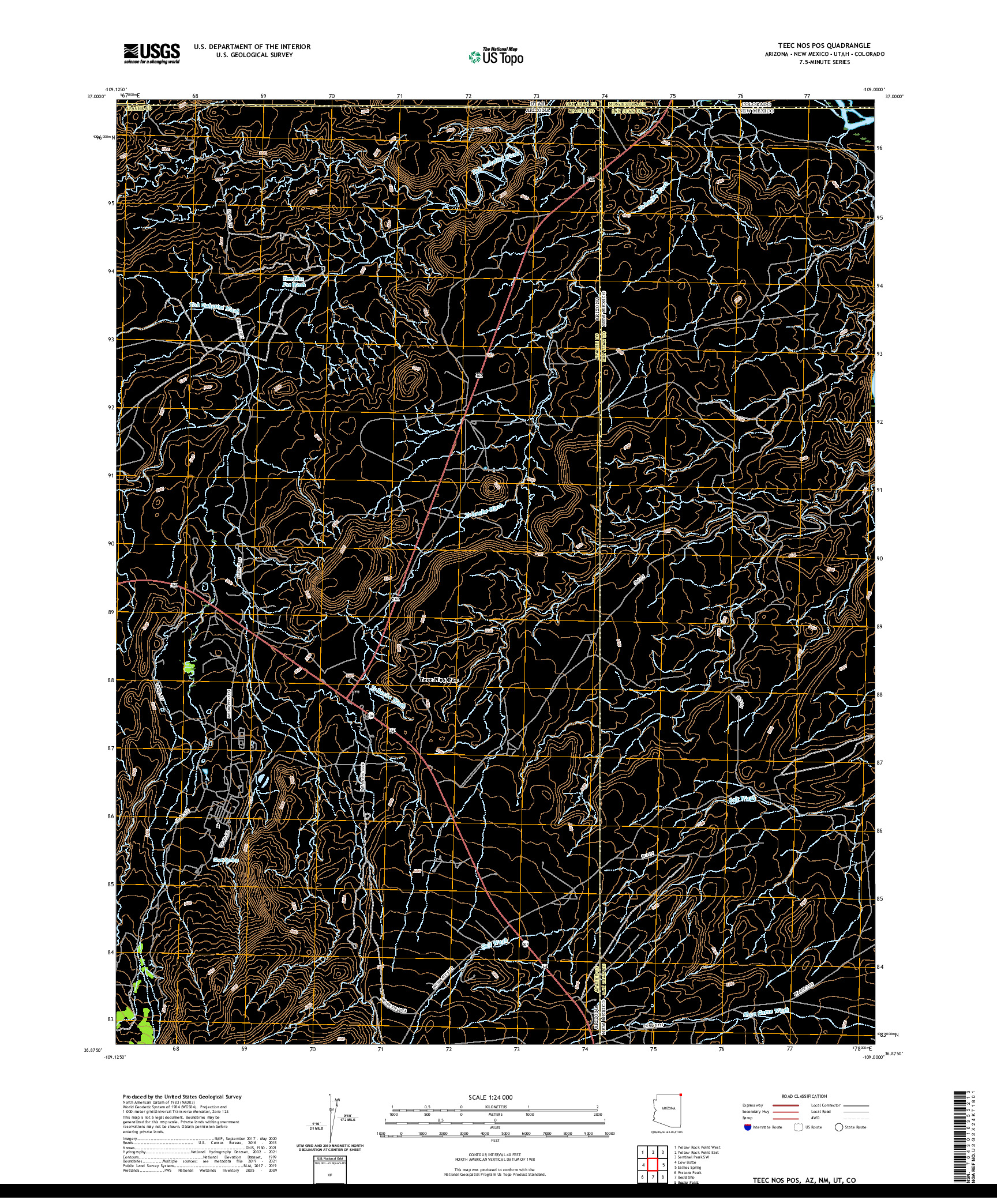 US TOPO 7.5-MINUTE MAP FOR TEEC NOS POS, AZ,NM,UT,CO