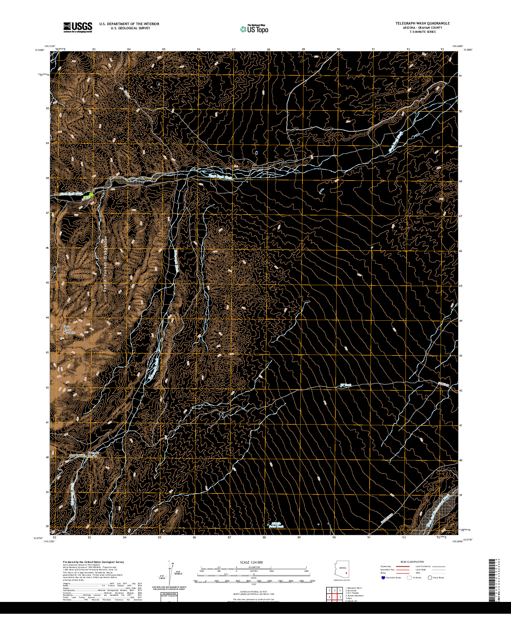 US TOPO 7.5-MINUTE MAP FOR TELEGRAPH WASH, AZ