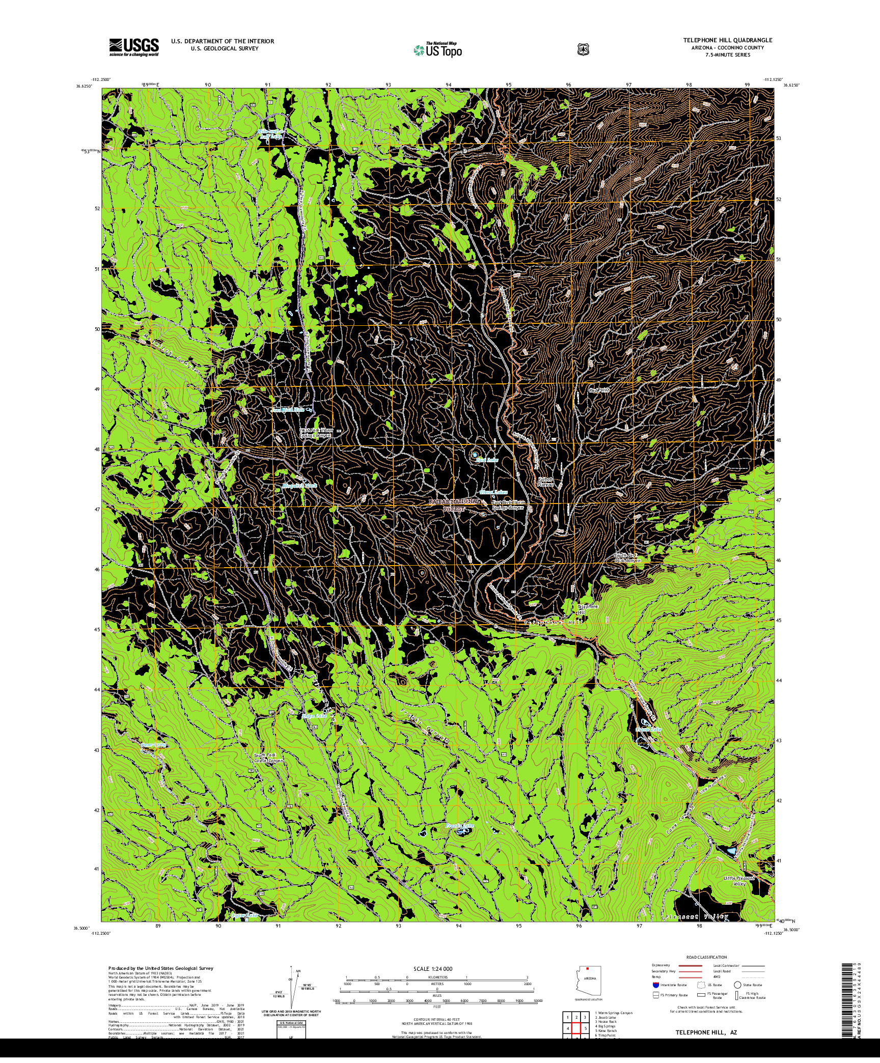 US TOPO 7.5-MINUTE MAP FOR TELEPHONE HILL, AZ