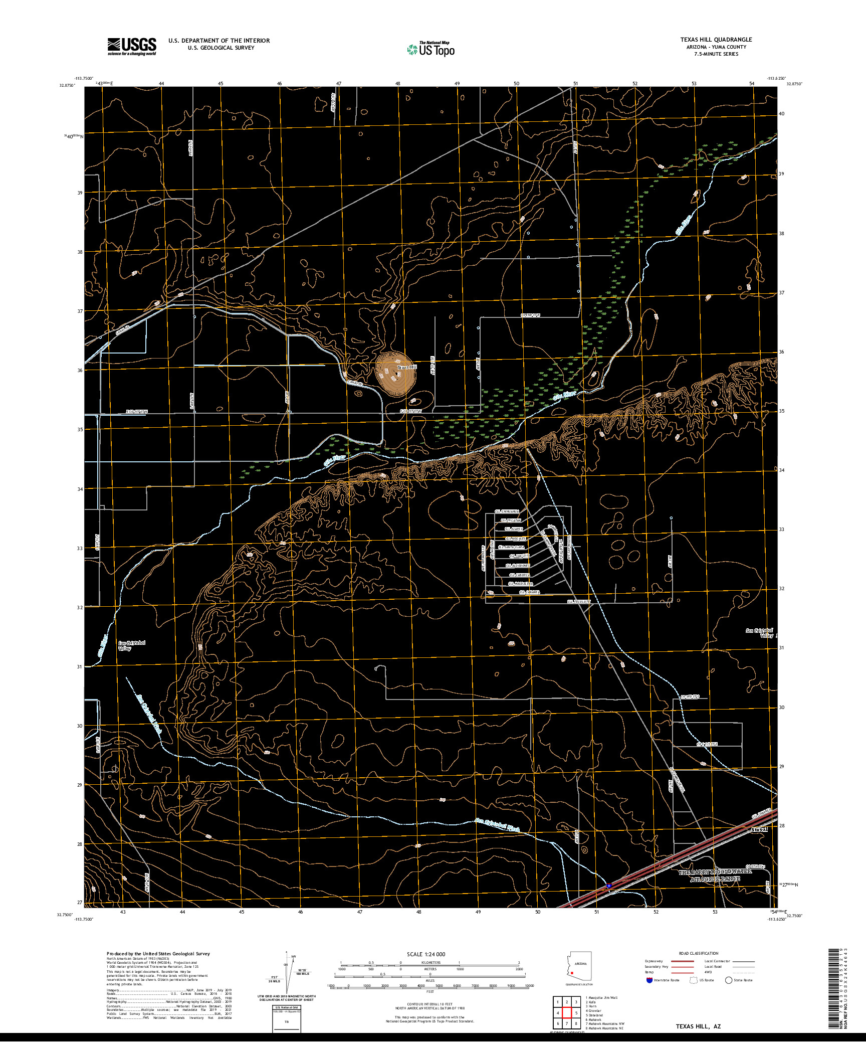 US TOPO 7.5-MINUTE MAP FOR TEXAS HILL, AZ