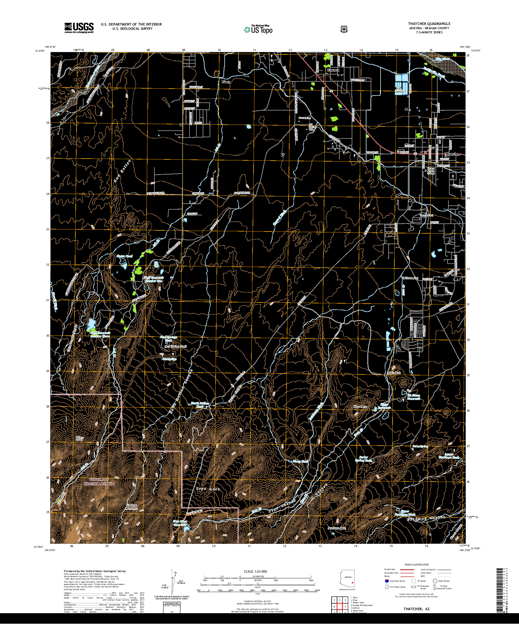 US TOPO 7.5-MINUTE MAP FOR THATCHER, AZ