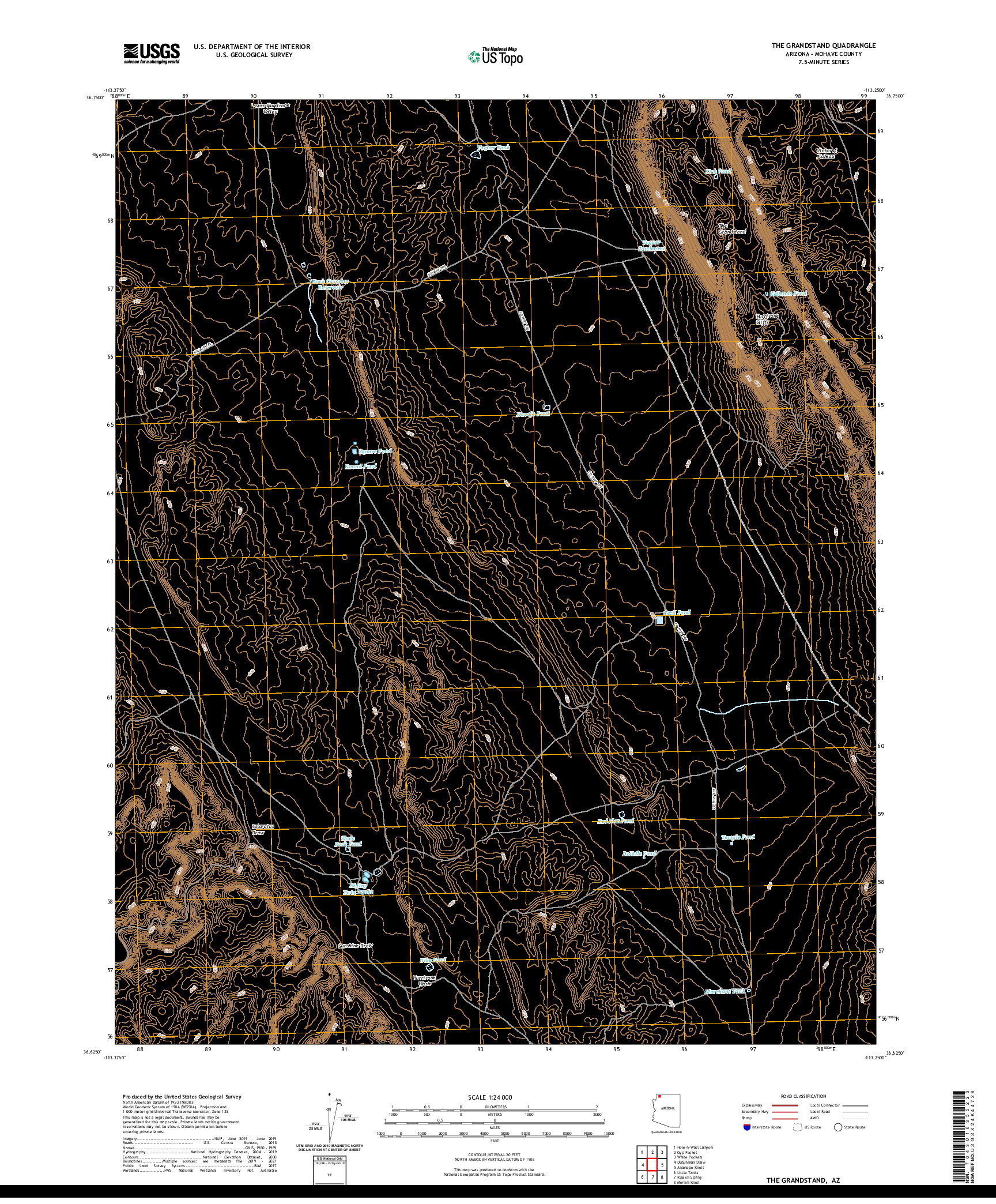 US TOPO 7.5-MINUTE MAP FOR THE GRANDSTAND, AZ