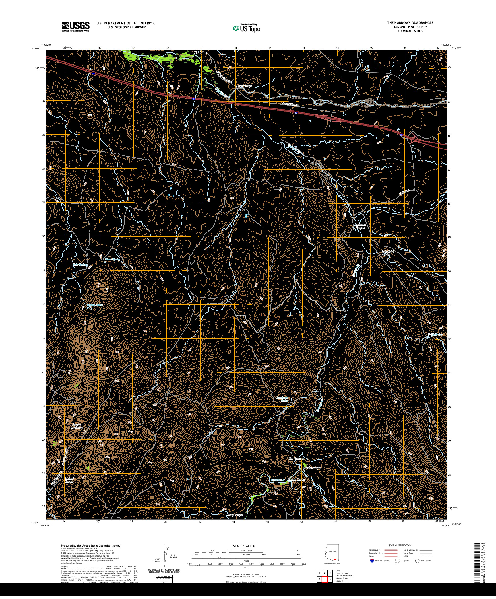 US TOPO 7.5-MINUTE MAP FOR THE NARROWS, AZ