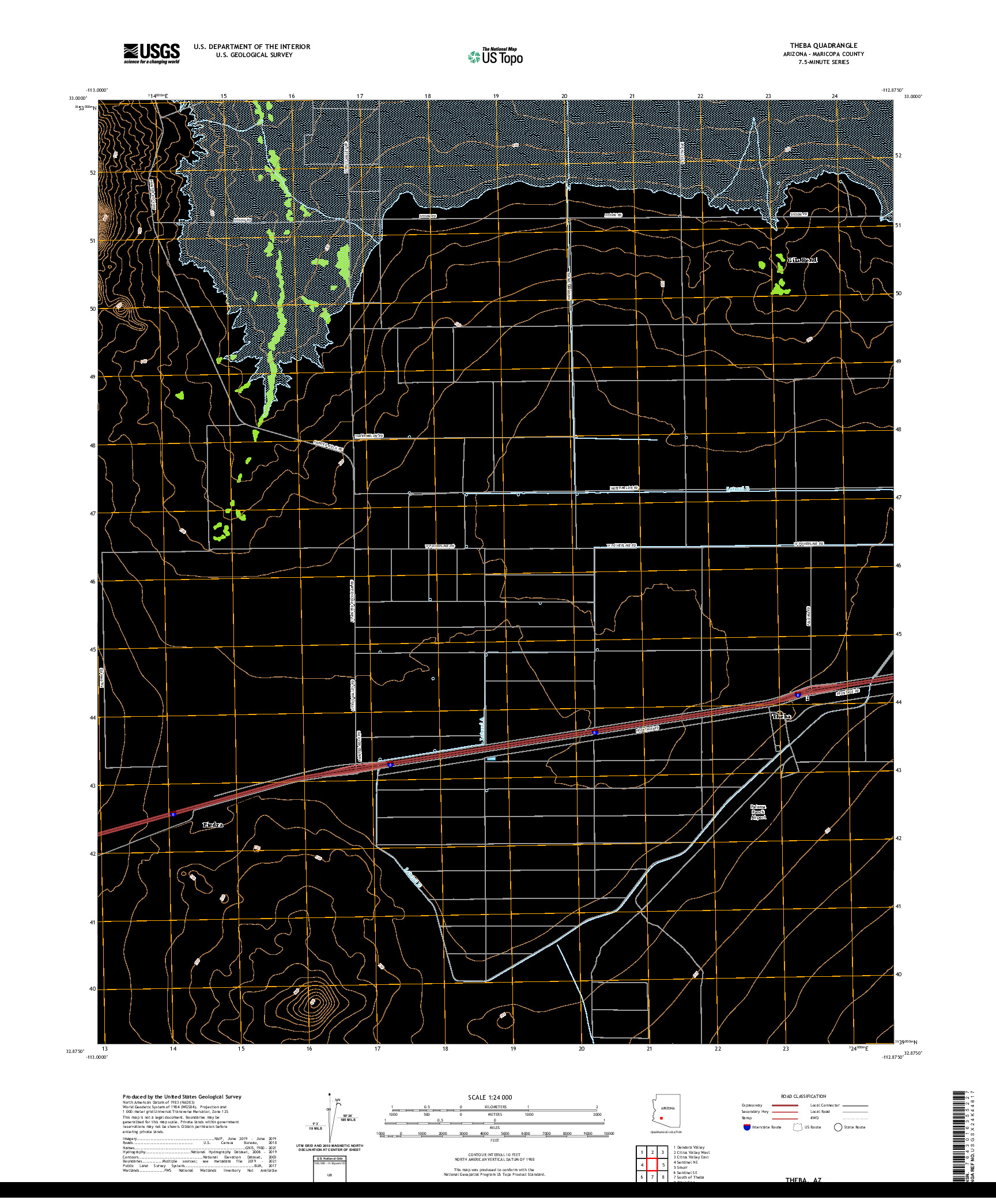 US TOPO 7.5-MINUTE MAP FOR THEBA, AZ