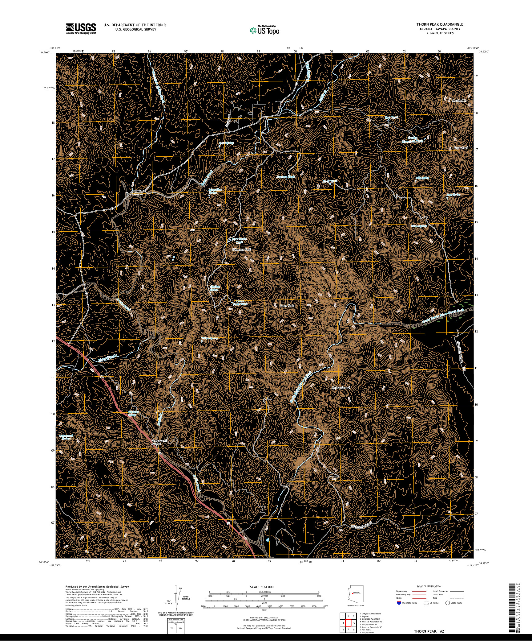 US TOPO 7.5-MINUTE MAP FOR THORN PEAK, AZ