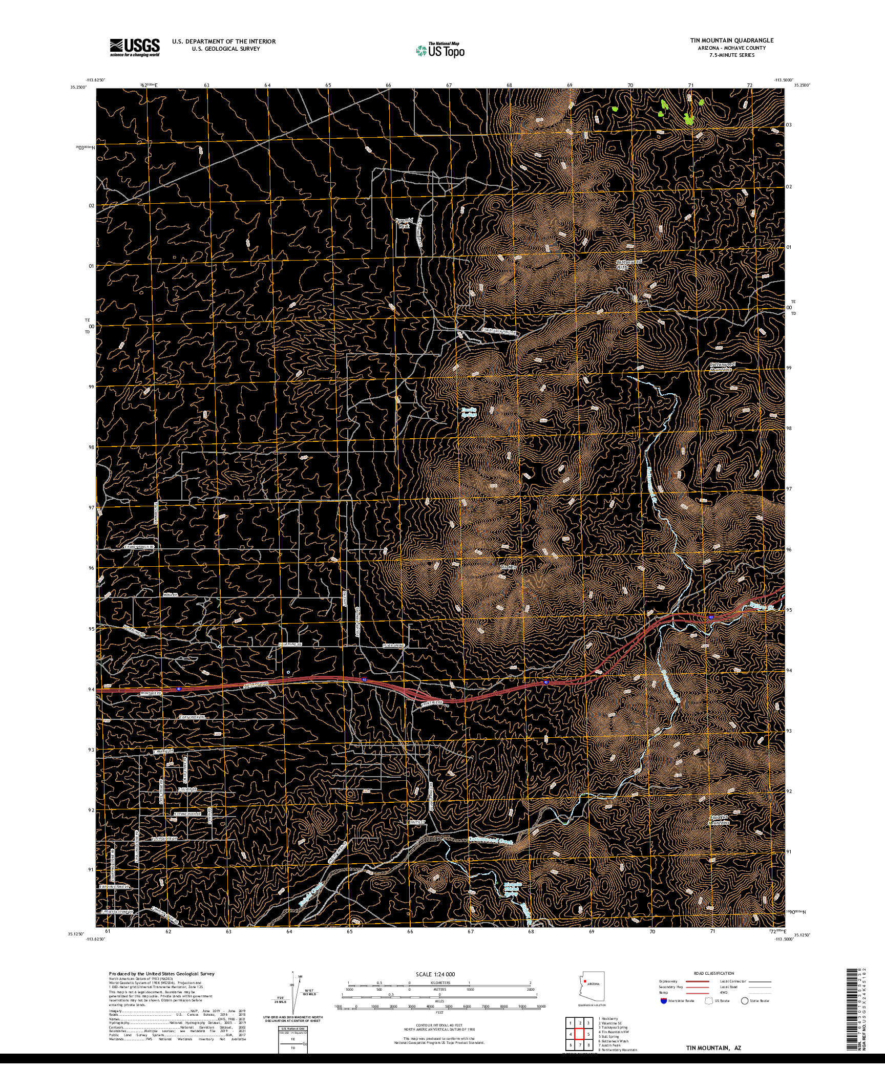 US TOPO 7.5-MINUTE MAP FOR TIN MOUNTAIN, AZ