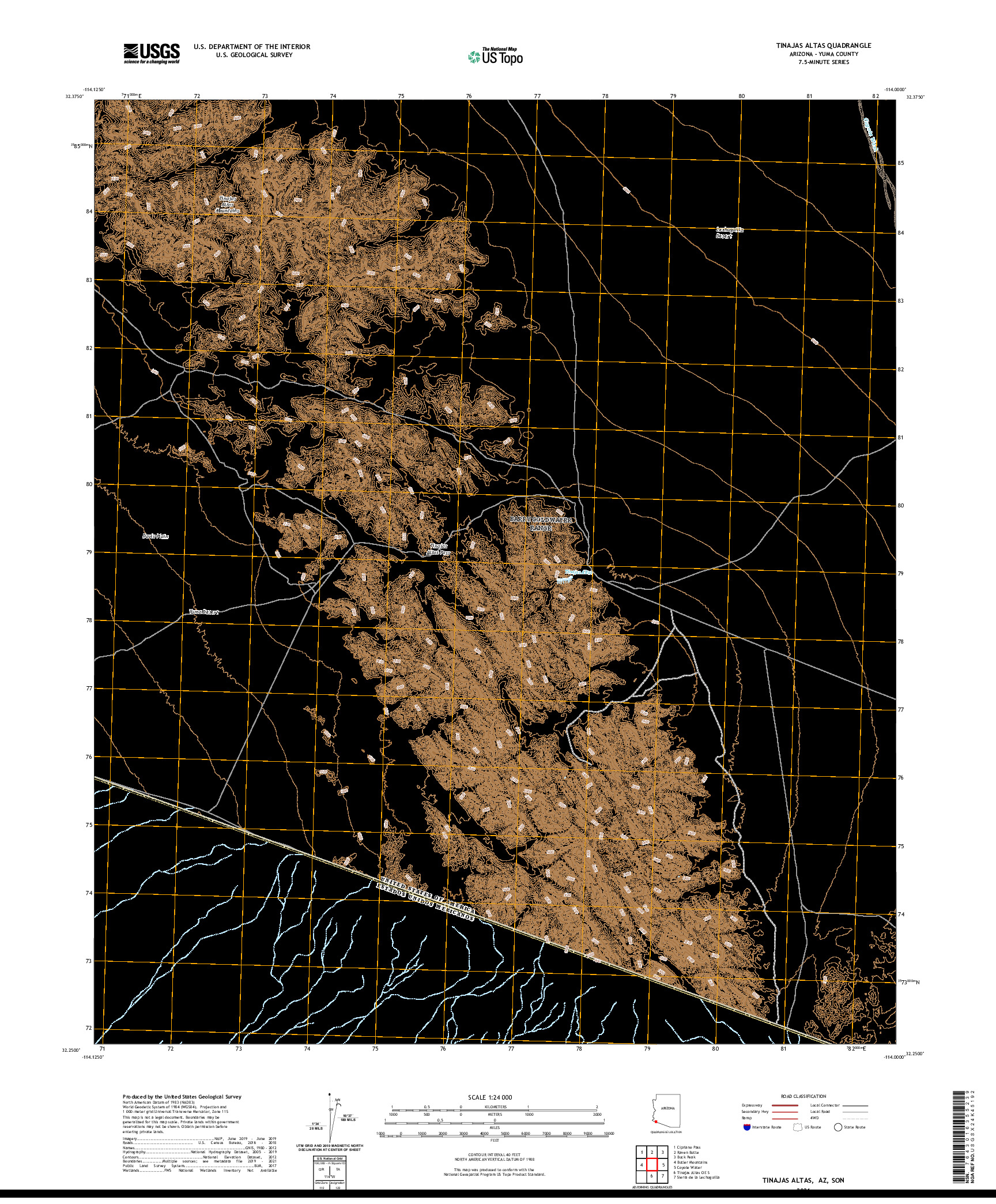 US TOPO 7.5-MINUTE MAP FOR TINAJAS ALTAS, AZ,SON