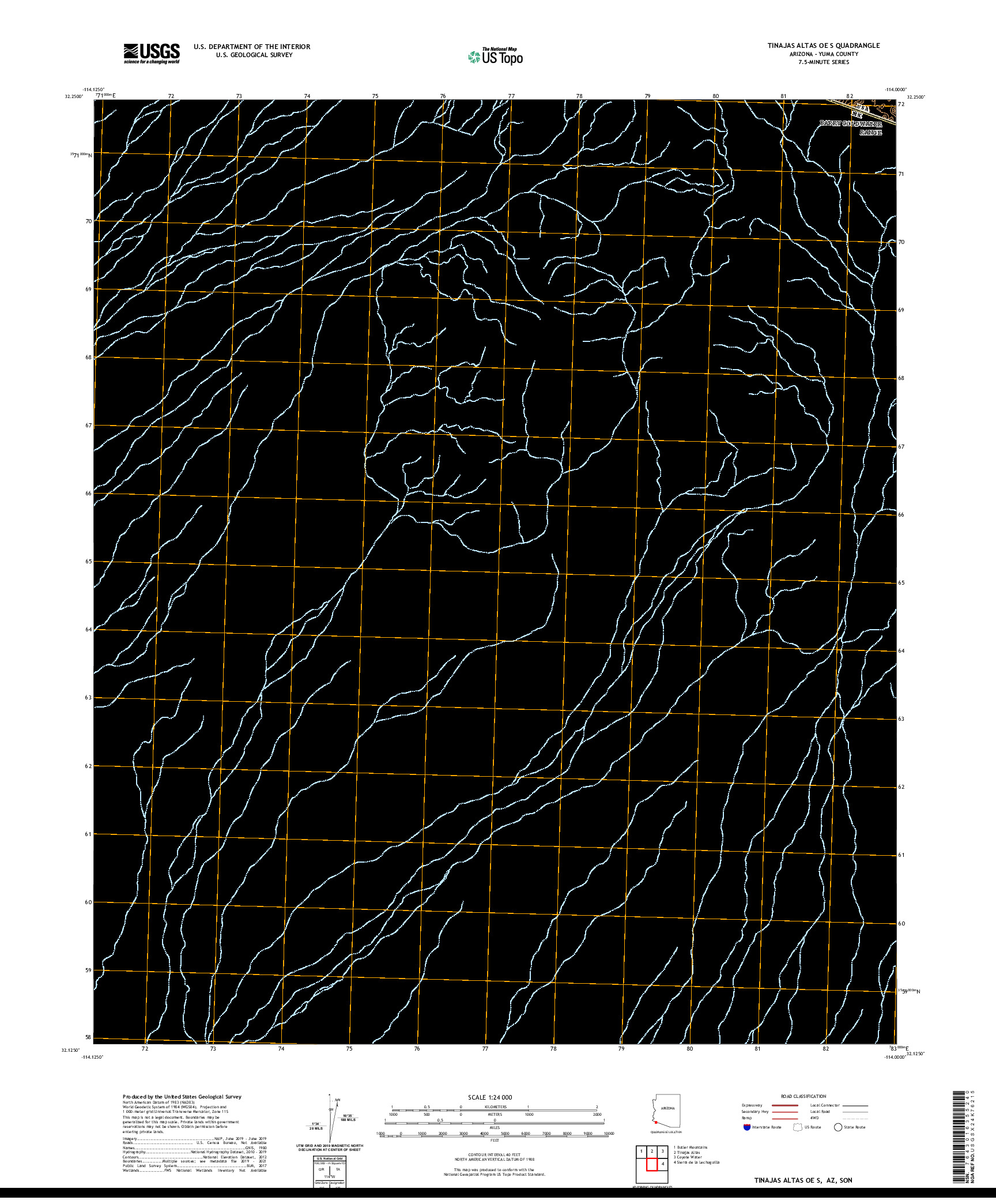 USGS US TOPO 7.5-MINUTE MAP FOR TINAJAS ALTAS OE S, AZ,SON 2021