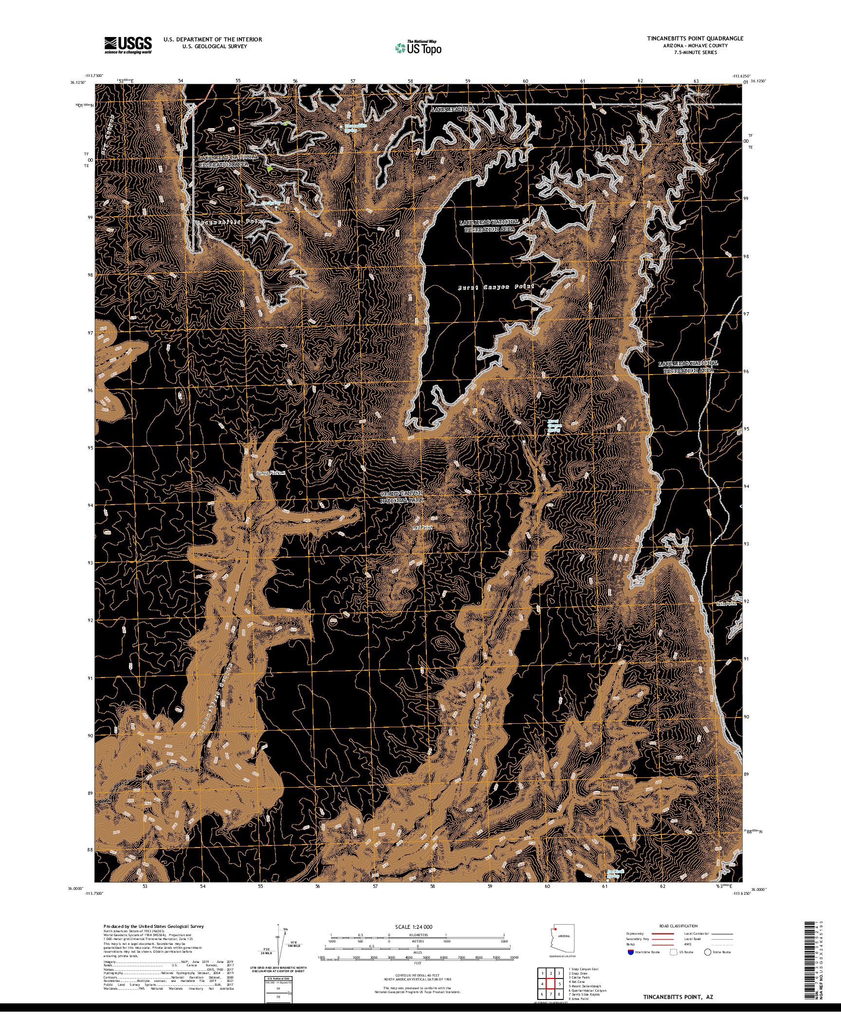 US TOPO 7.5-MINUTE MAP FOR TINCANEBITTS POINT, AZ