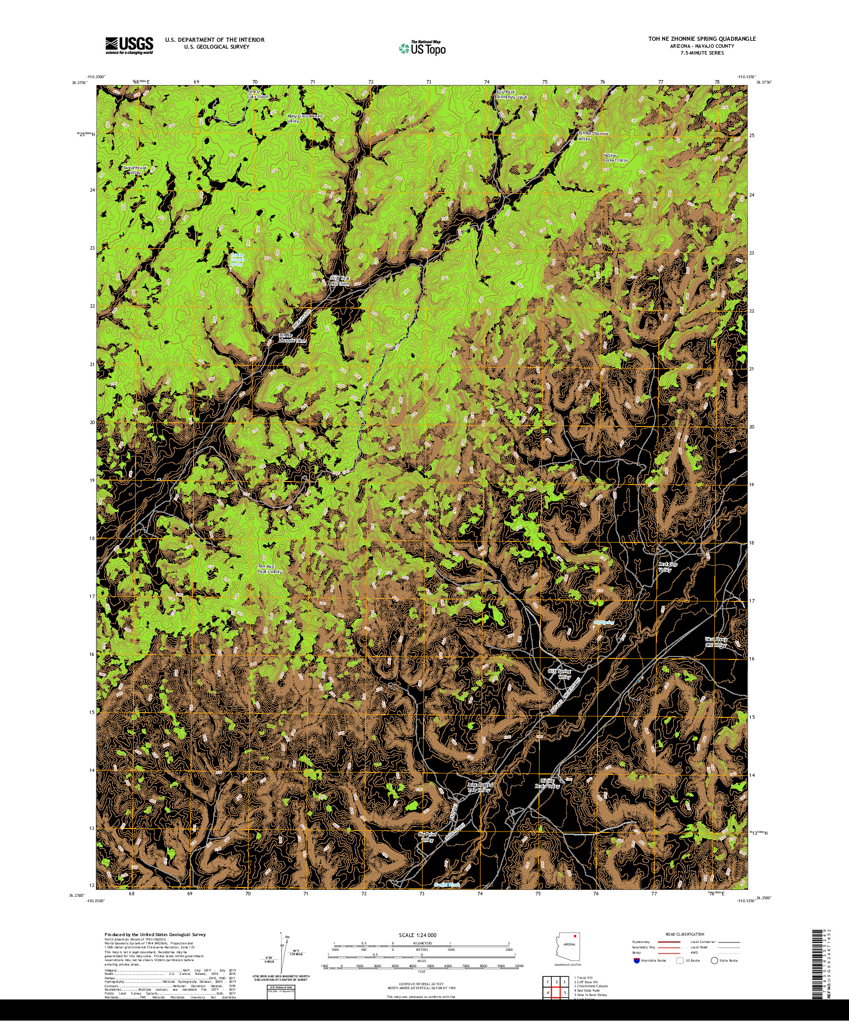 US TOPO 7.5-MINUTE MAP FOR TOH NE ZHONNIE SPRING, AZ