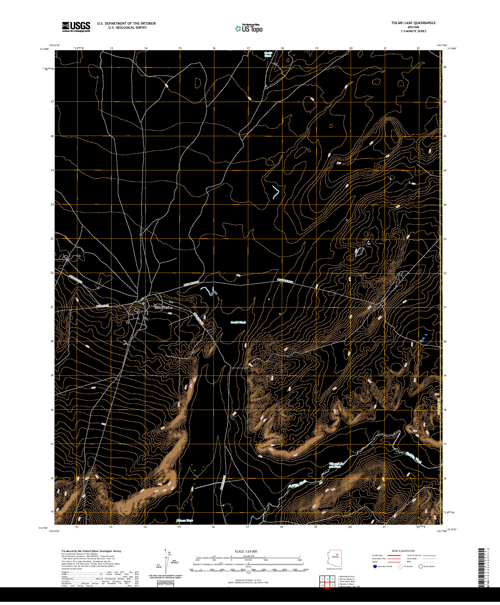 US TOPO 7.5-MINUTE MAP FOR TOLANI LAKE, AZ