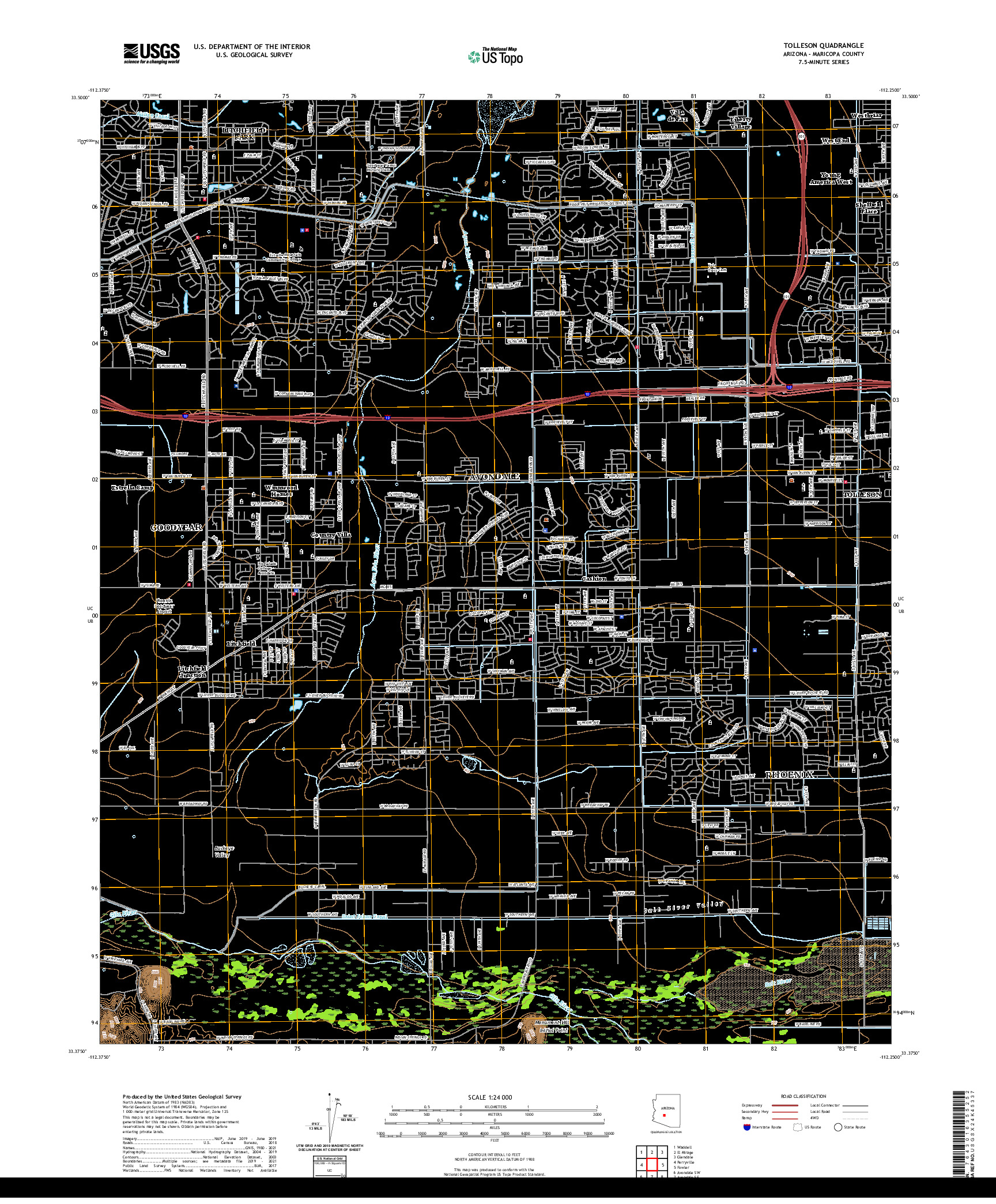 US TOPO 7.5-MINUTE MAP FOR TOLLESON, AZ