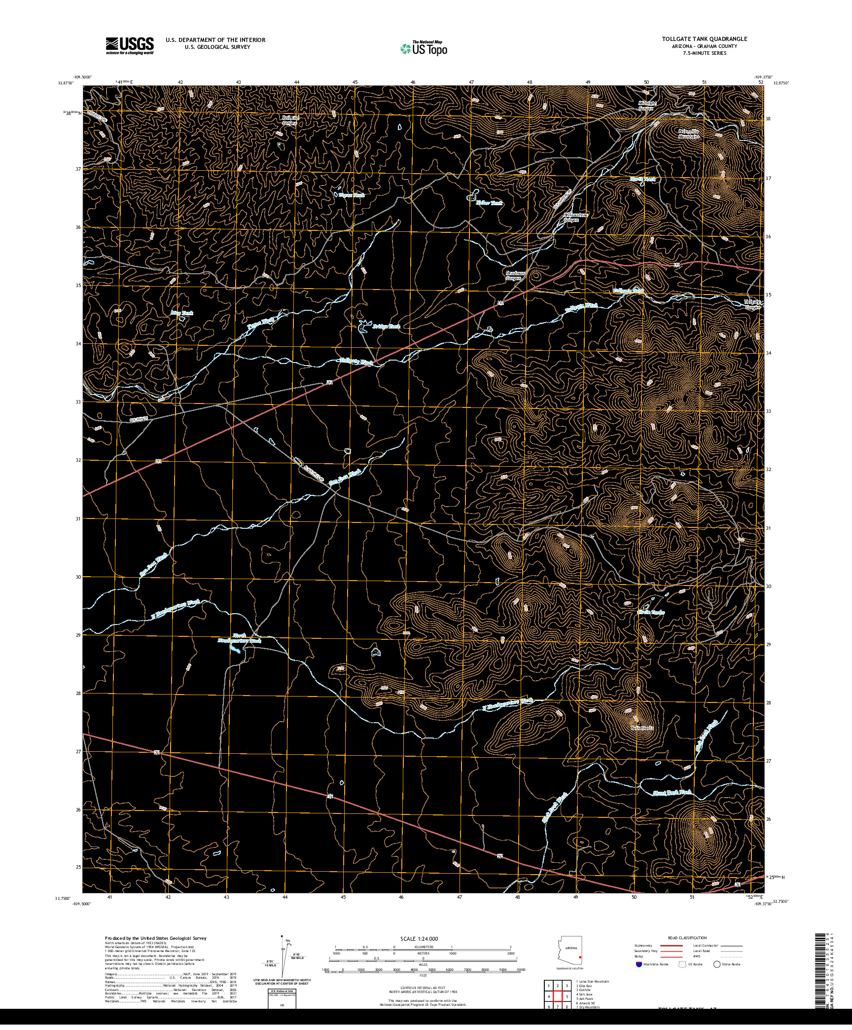 US TOPO 7.5-MINUTE MAP FOR TOLLGATE TANK, AZ