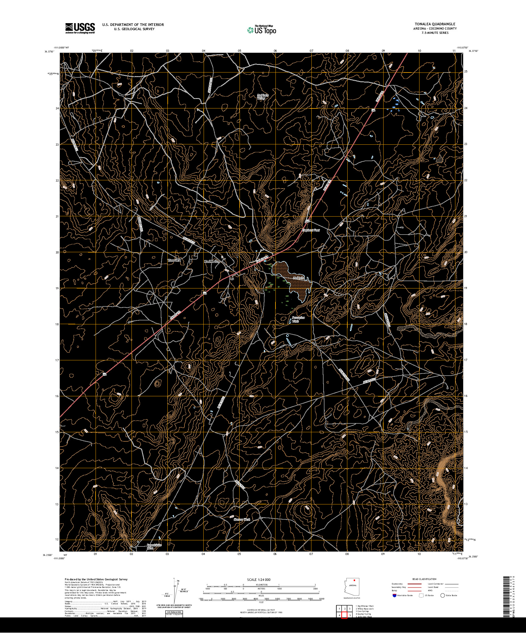 US TOPO 7.5-MINUTE MAP FOR TONALEA, AZ