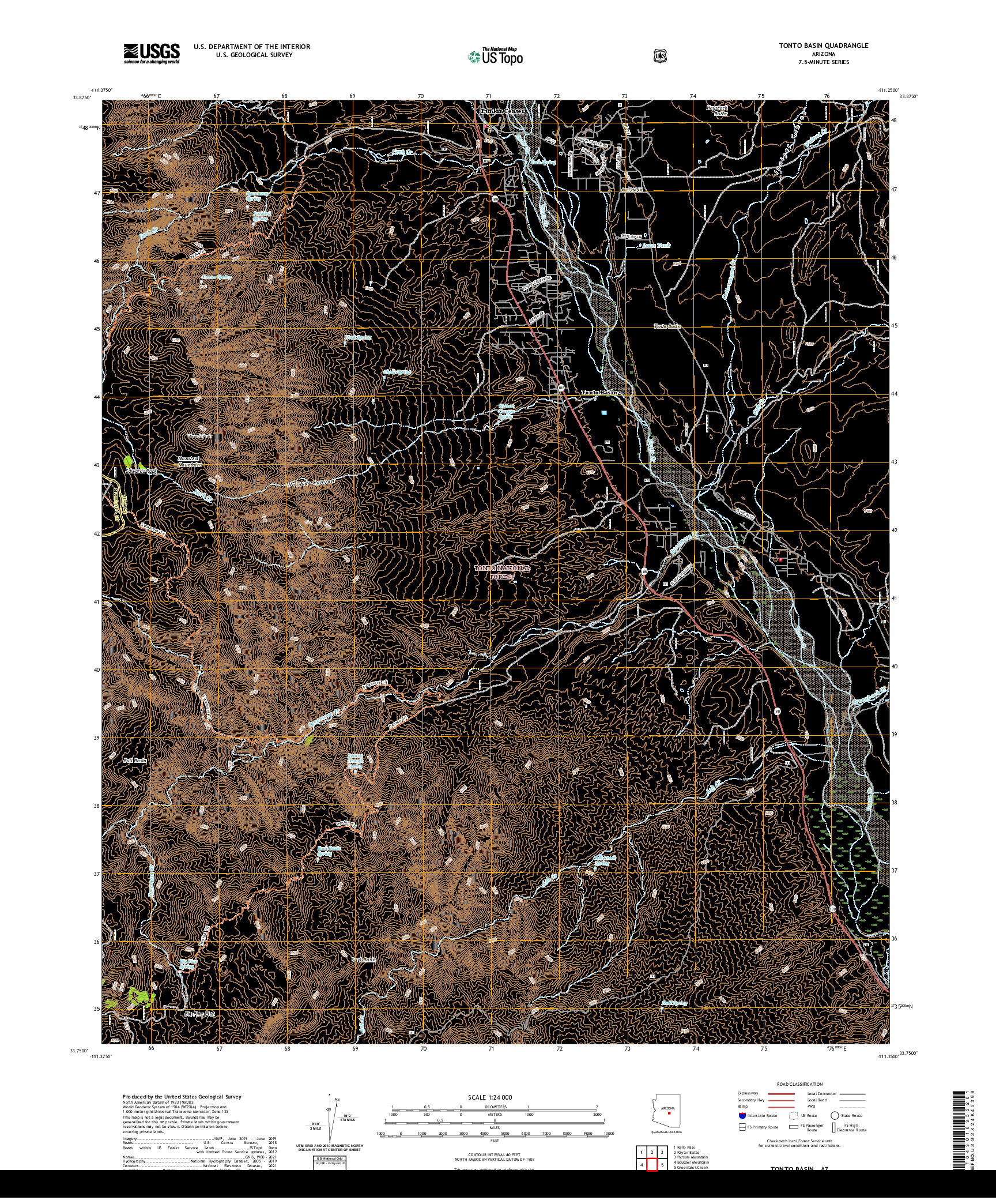 US TOPO 7.5-MINUTE MAP FOR TONTO BASIN, AZ