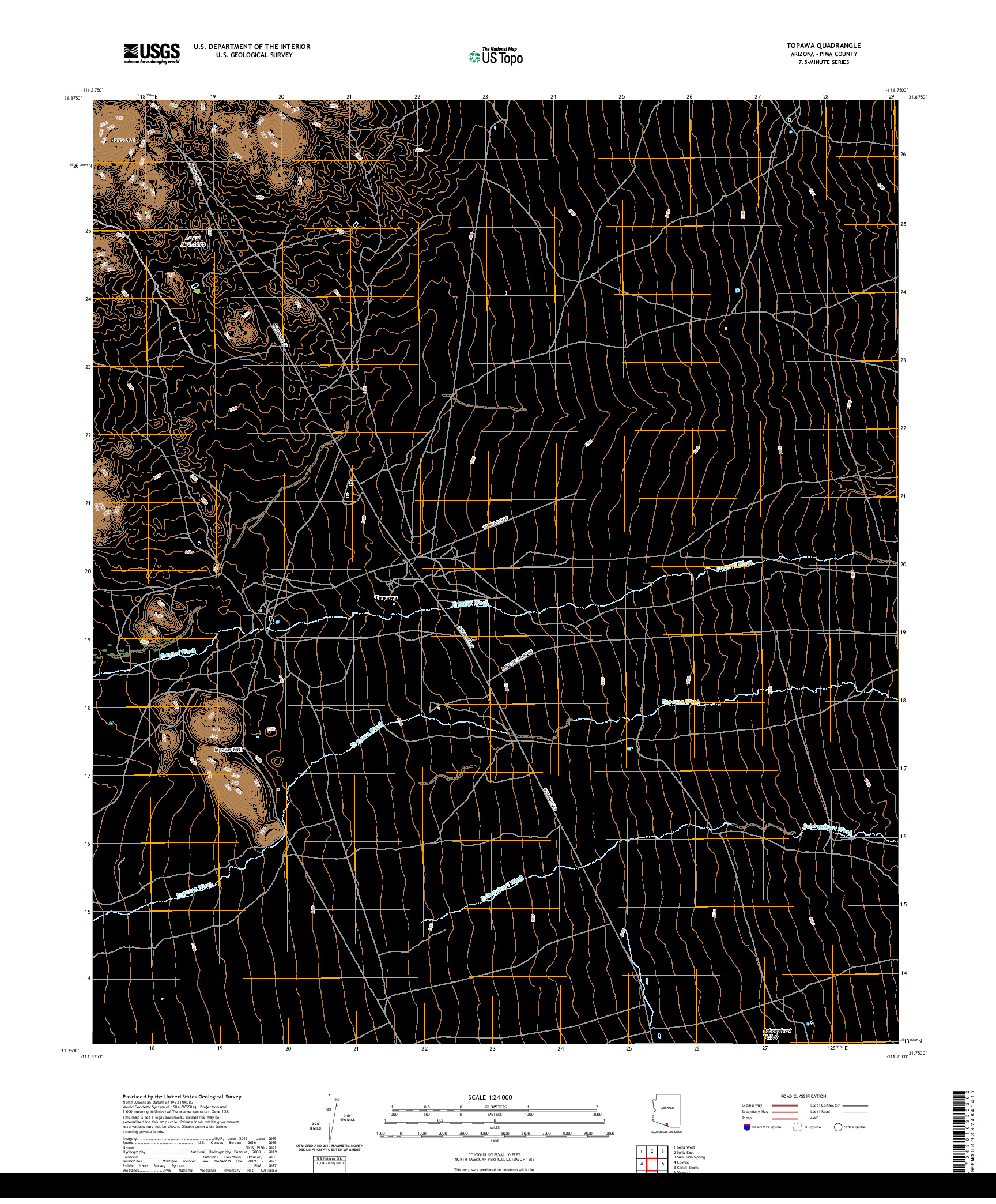 USGS US TOPO 7.5-MINUTE MAP FOR TOPAWA, AZ 2021