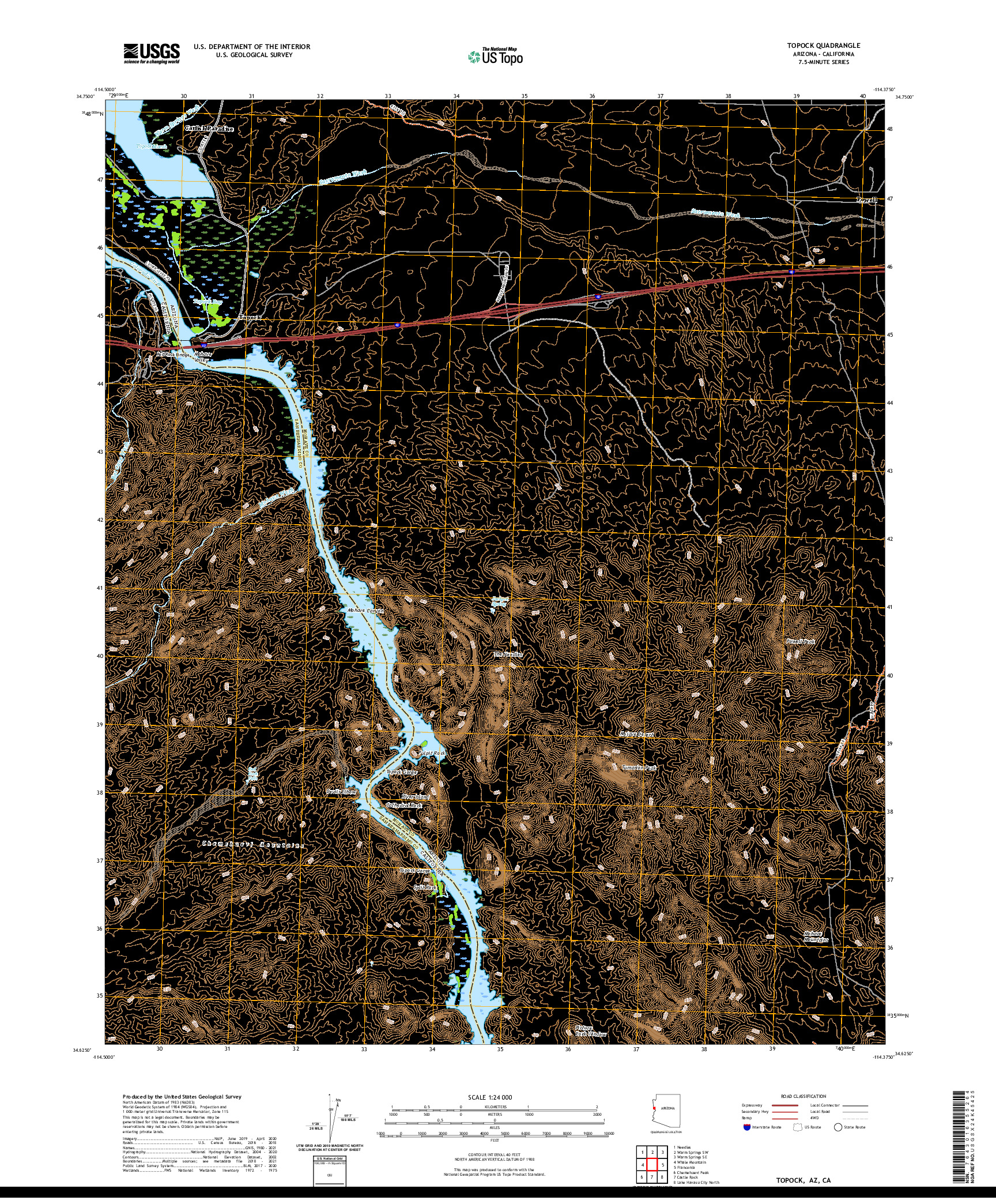 US TOPO 7.5-MINUTE MAP FOR TOPOCK, AZ,CA