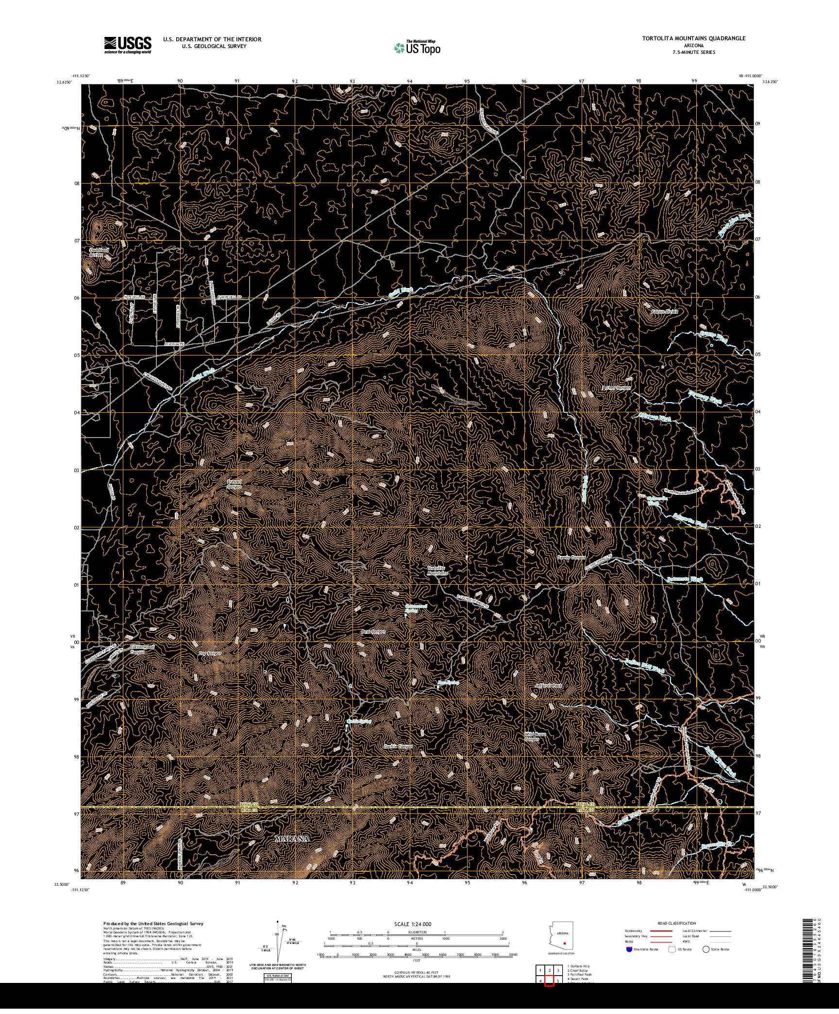 US TOPO 7.5-MINUTE MAP FOR TORTOLITA MOUNTAINS, AZ