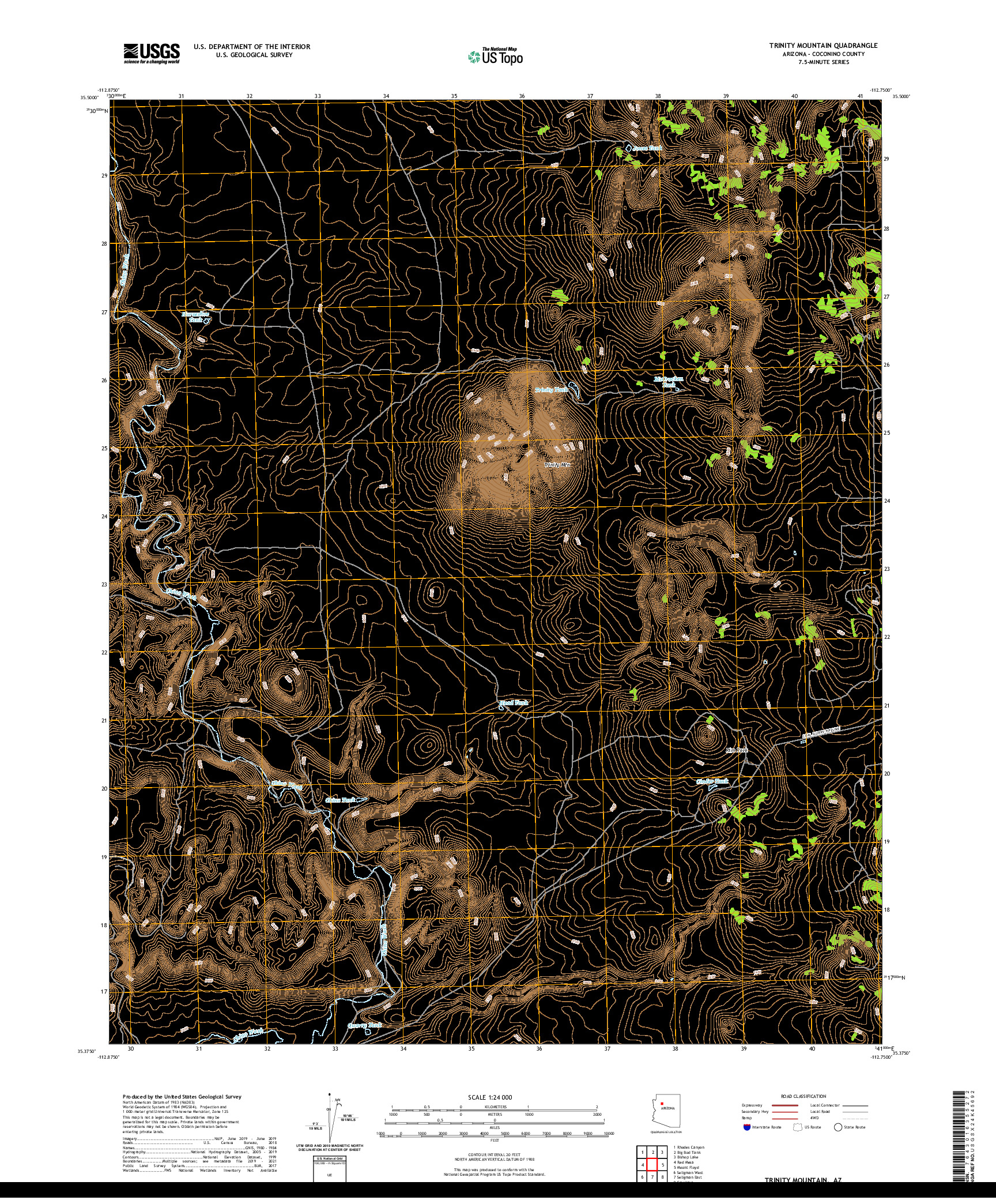 US TOPO 7.5-MINUTE MAP FOR TRINITY MOUNTAIN, AZ