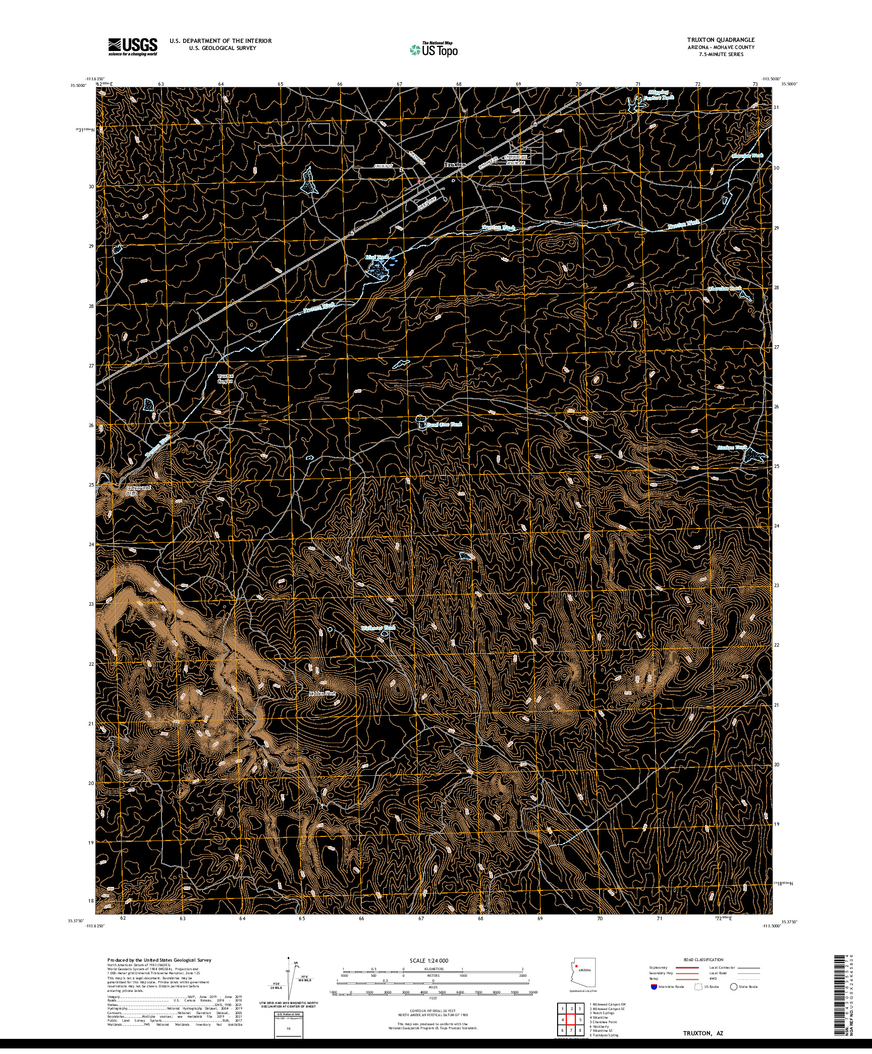 US TOPO 7.5-MINUTE MAP FOR TRUXTON, AZ