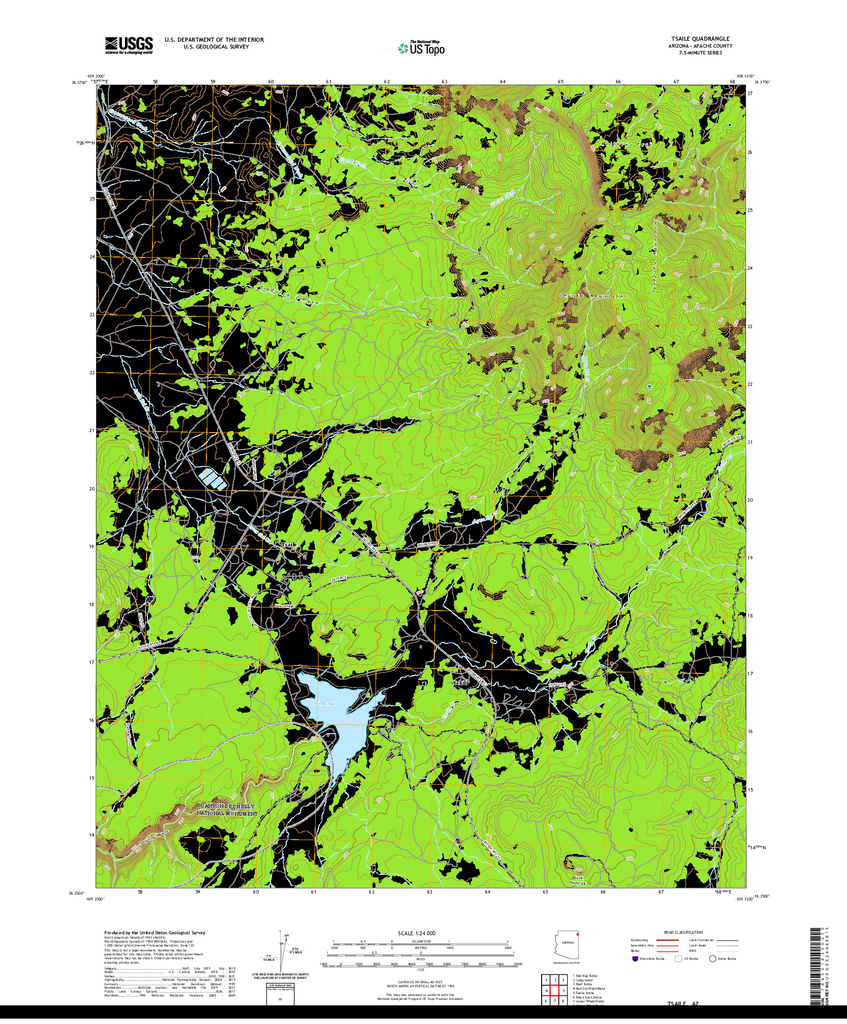 US TOPO 7.5-MINUTE MAP FOR TSAILE, AZ